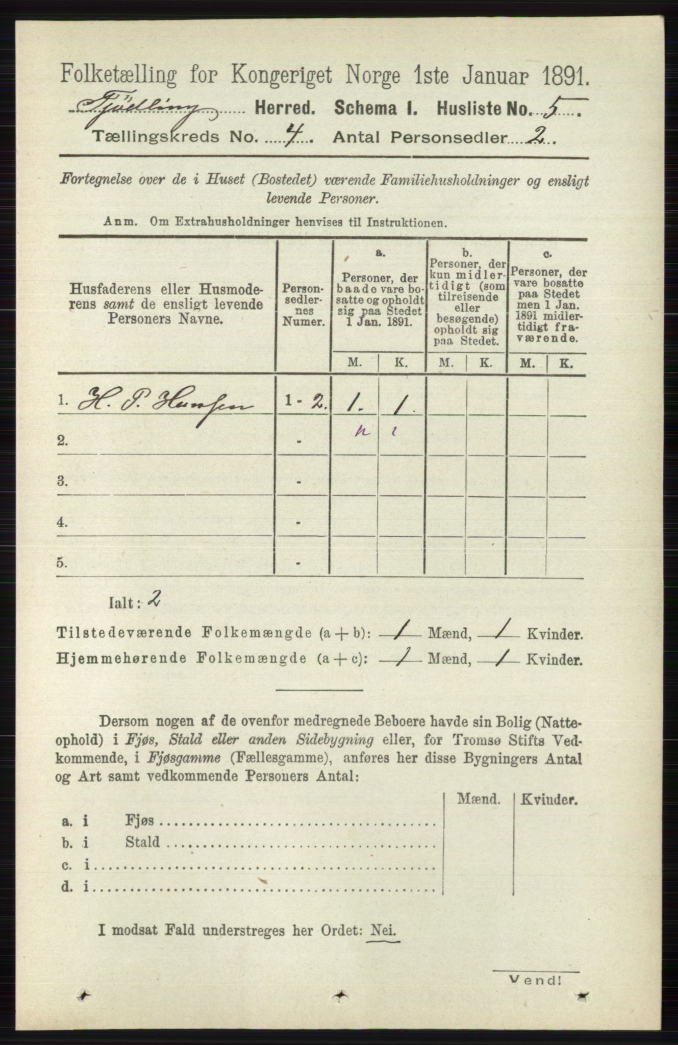 RA, 1891 census for 0725 Tjølling, 1891, p. 1374