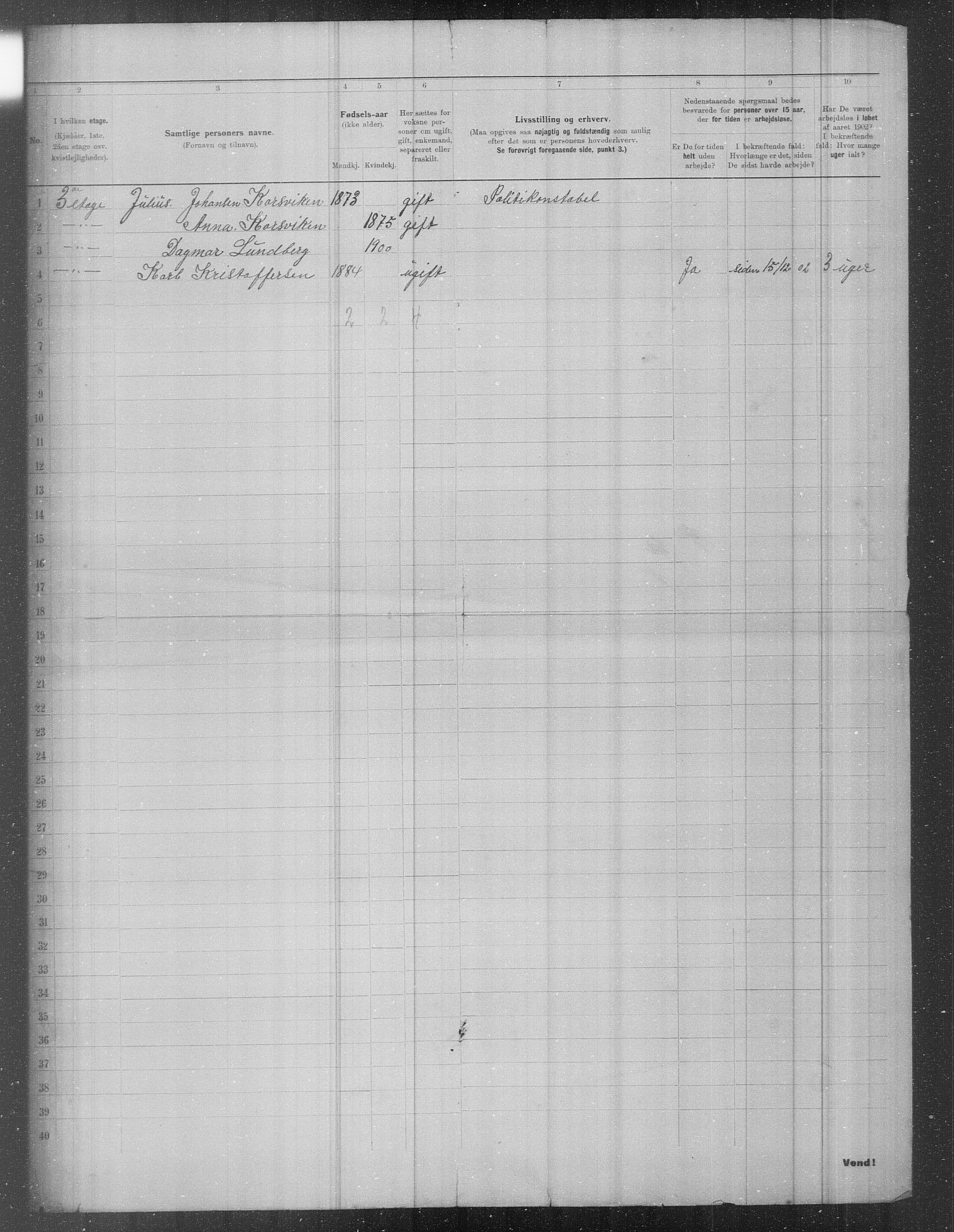 OBA, Municipal Census 1902 for Kristiania, 1902, p. 20