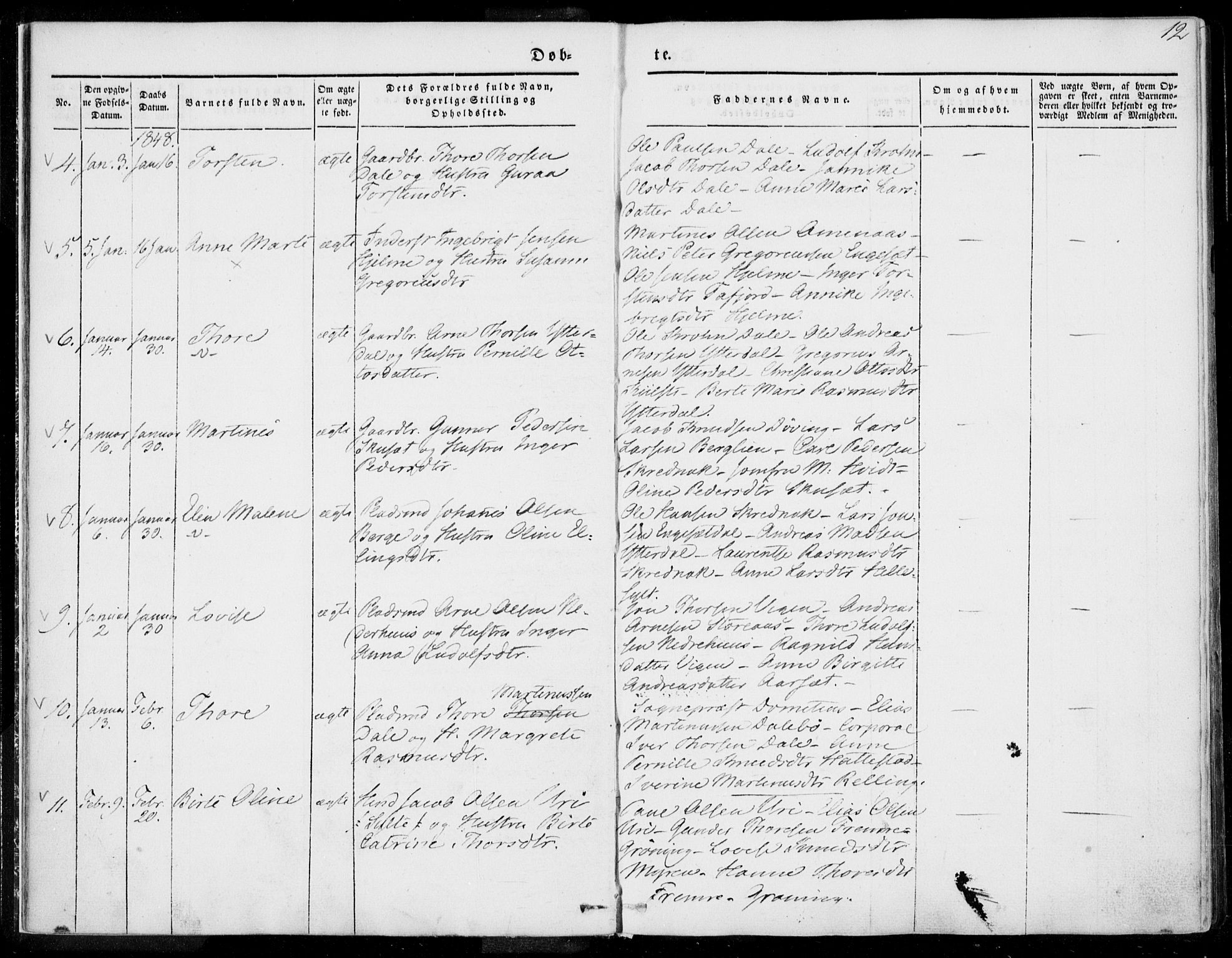 Ministerialprotokoller, klokkerbøker og fødselsregistre - Møre og Romsdal, AV/SAT-A-1454/519/L0249: Parish register (official) no. 519A08, 1846-1868, p. 12