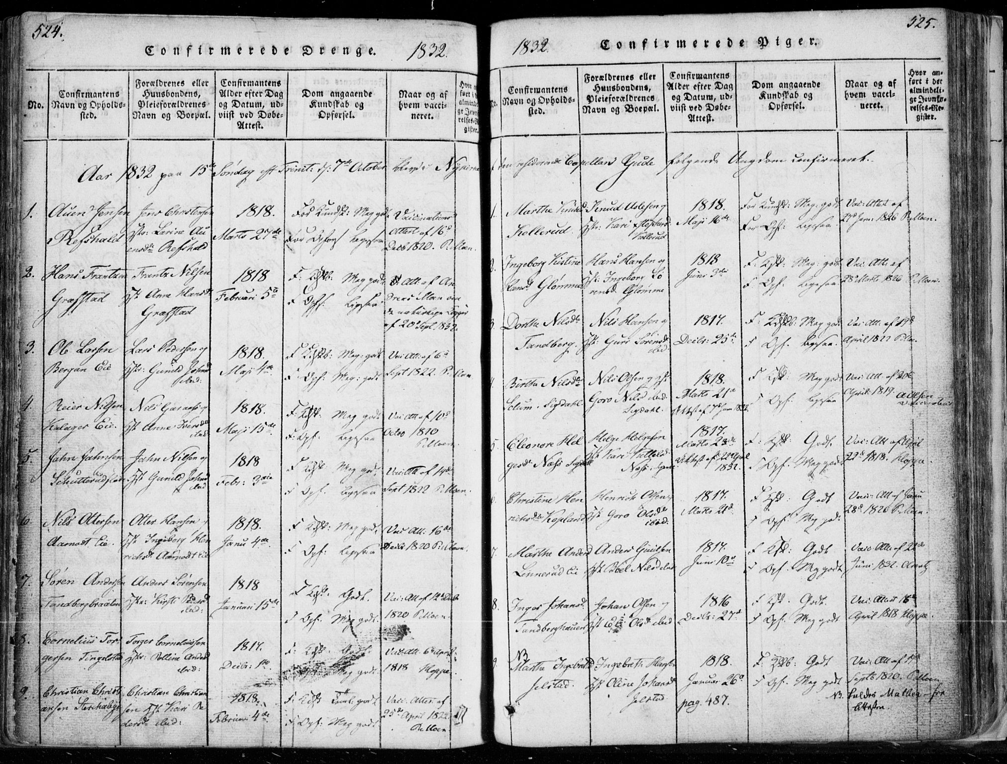 Modum kirkebøker, SAKO/A-234/F/Fa/L0006: Parish register (official) no. 6, 1832-1841, p. 524-525