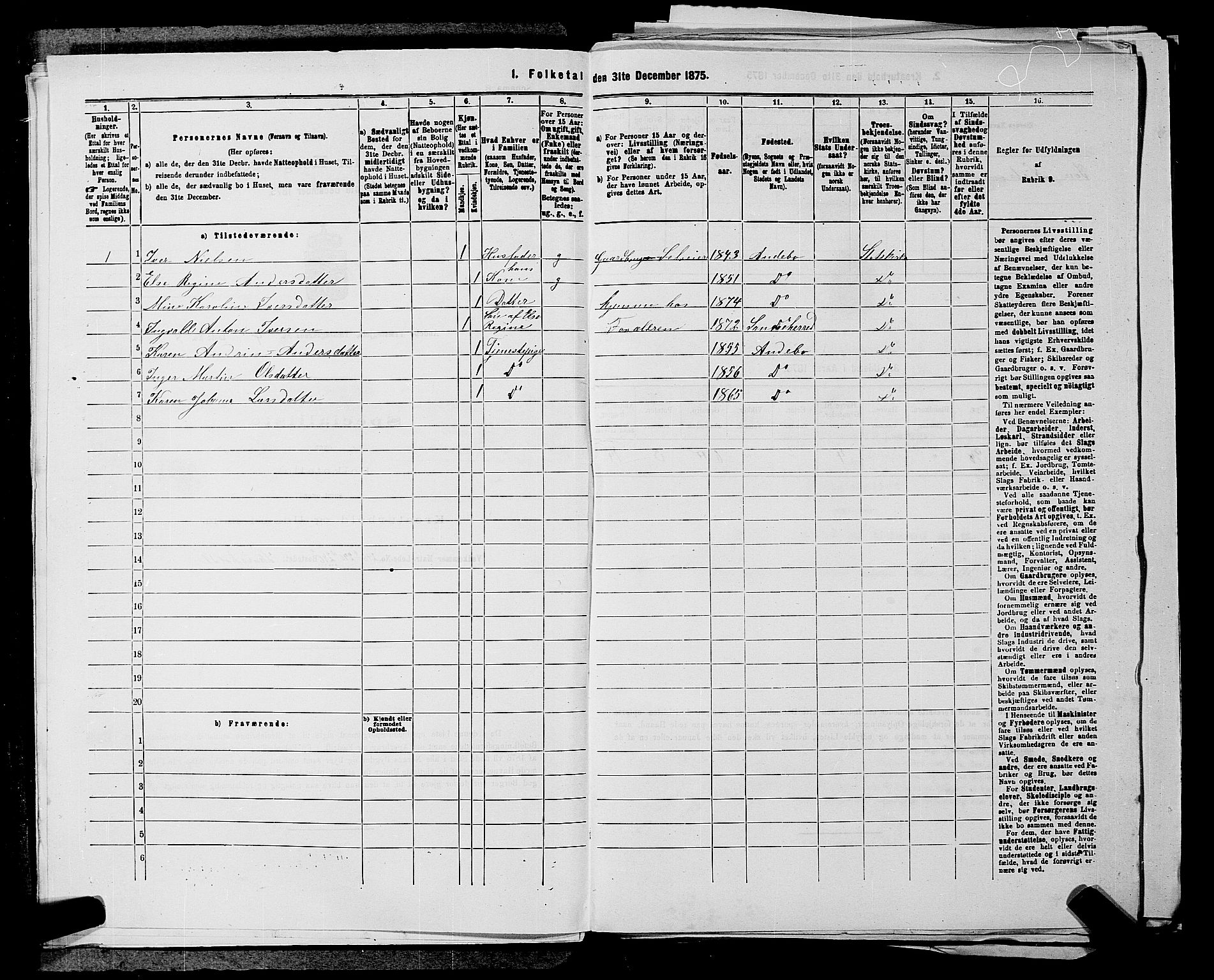 SAKO, 1875 census for 0719P Andebu, 1875, p. 444