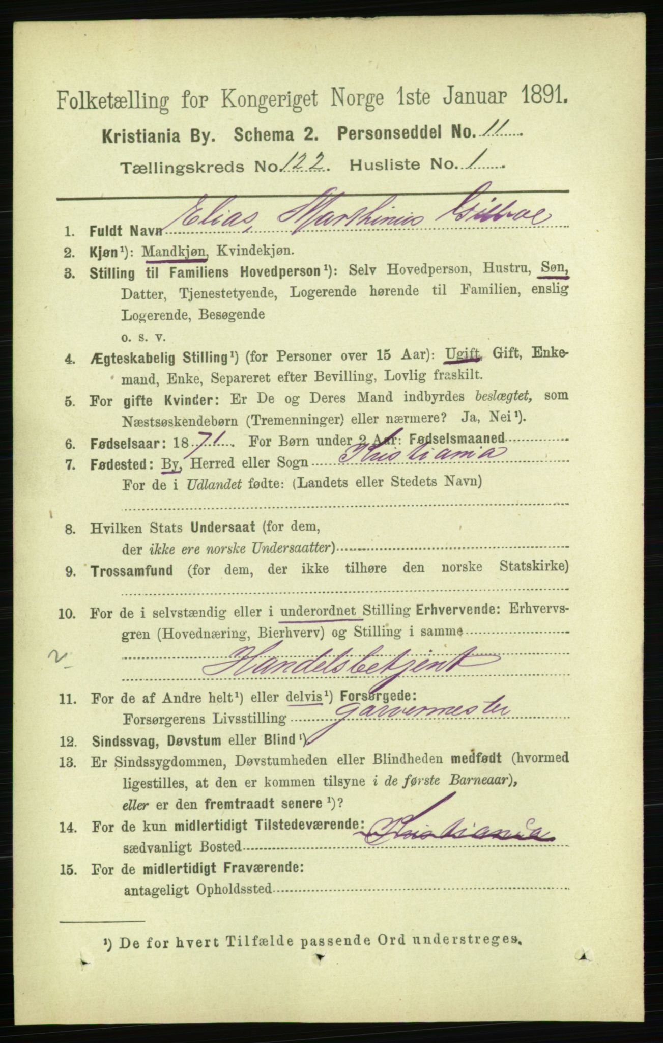 RA, 1891 census for 0301 Kristiania, 1891, p. 64628