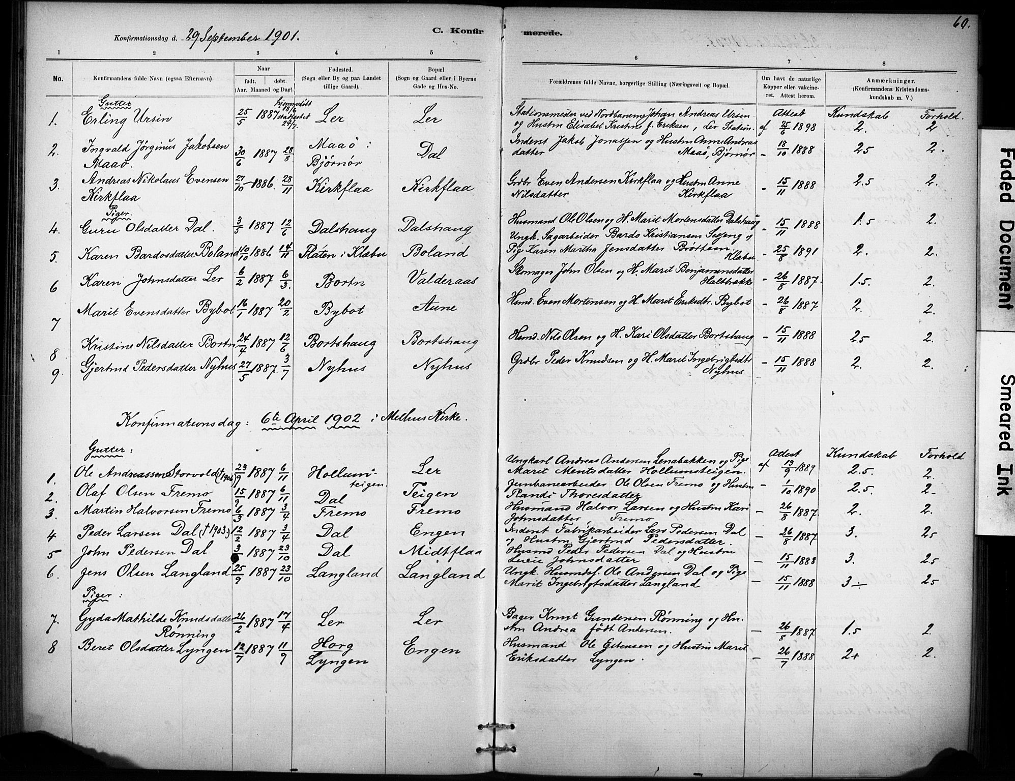 Ministerialprotokoller, klokkerbøker og fødselsregistre - Sør-Trøndelag, SAT/A-1456/693/L1119: Parish register (official) no. 693A01, 1887-1905, p. 60