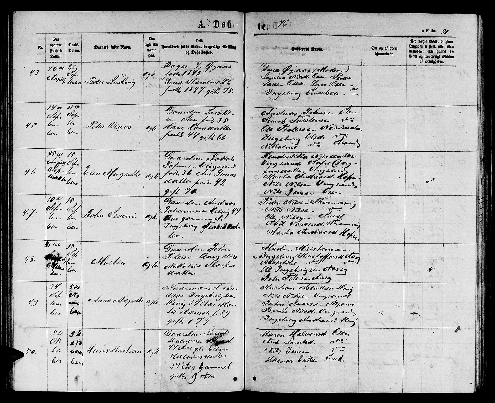 Ministerialprotokoller, klokkerbøker og fødselsregistre - Sør-Trøndelag, SAT/A-1456/658/L0725: Parish register (copy) no. 658C01, 1867-1882, p. 50