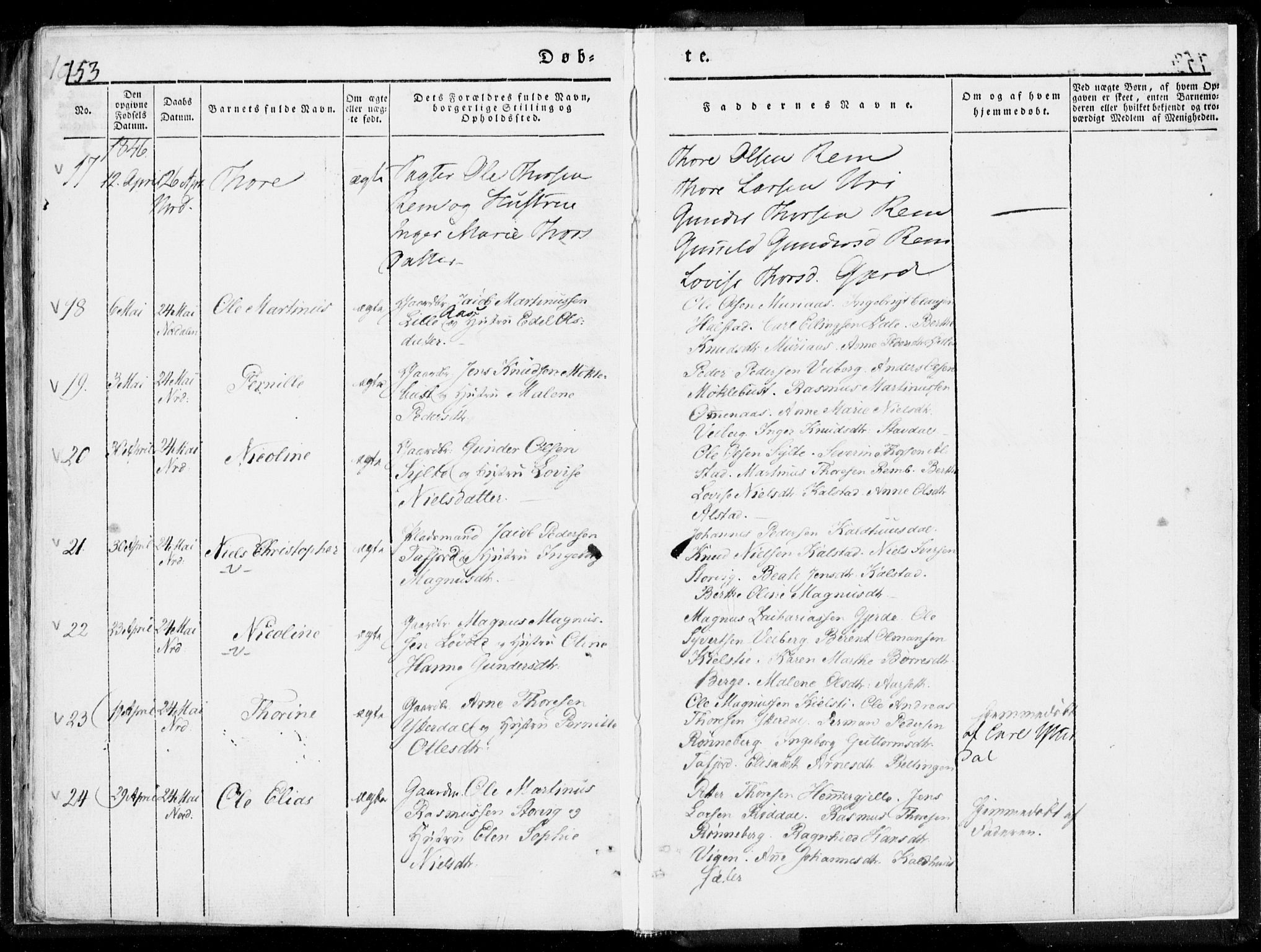 Ministerialprotokoller, klokkerbøker og fødselsregistre - Møre og Romsdal, AV/SAT-A-1454/519/L0247: Parish register (official) no. 519A06, 1827-1846, p. 153