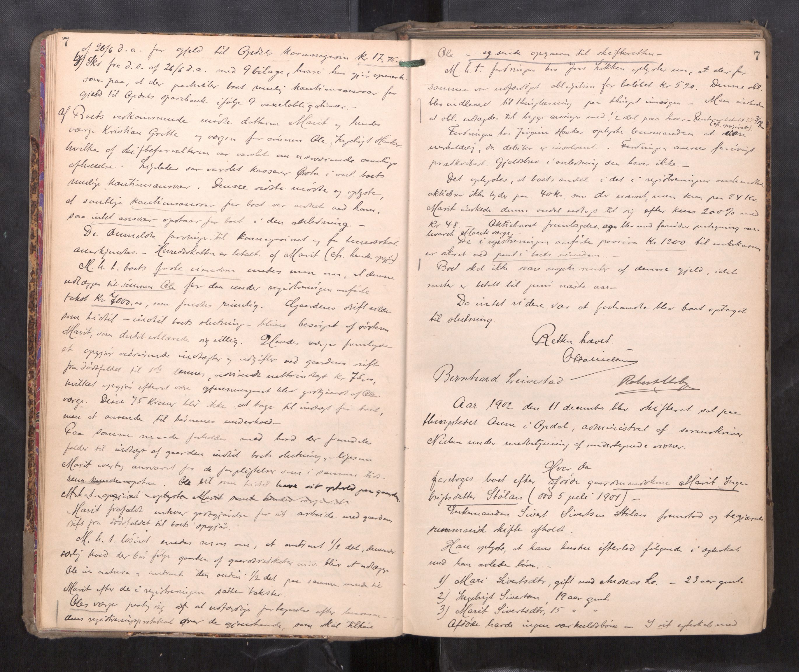 Orkdal sorenskriveri, AV/SAT-A-4169/1/3/3B/L0011: Skiftebehandlingsprotokoll, 1902-1914, p. 7