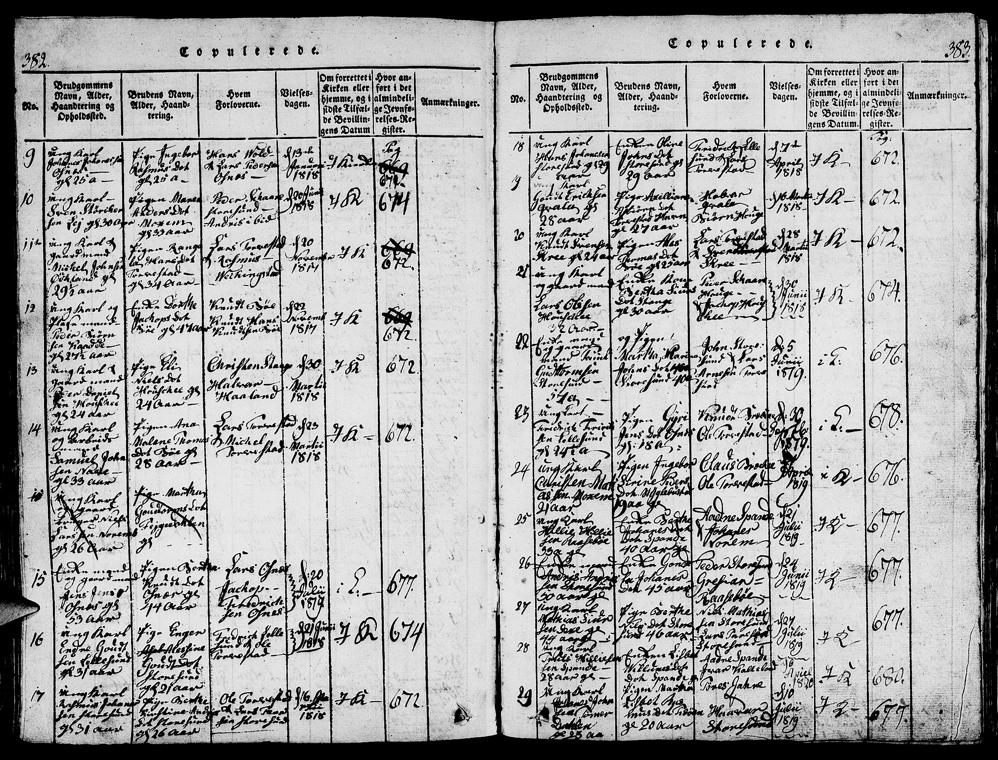 Torvastad sokneprestkontor, AV/SAST-A -101857/H/Ha/Hab/L0001: Parish register (copy) no. B 1 /1, 1817-1835, p. 382-383