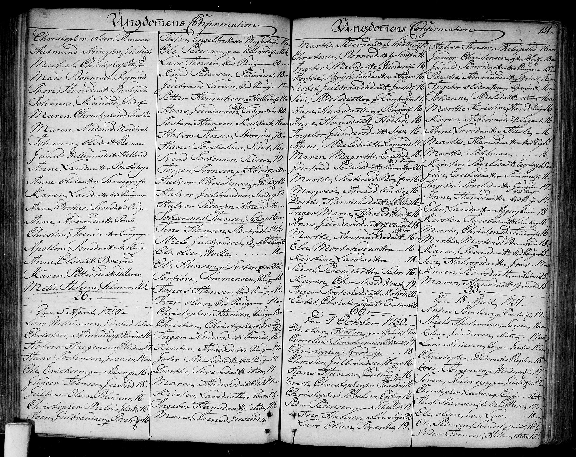 Aker prestekontor kirkebøker, SAO/A-10861/F/L0008: Parish register (official) no. 8, 1749-1765, p. 151