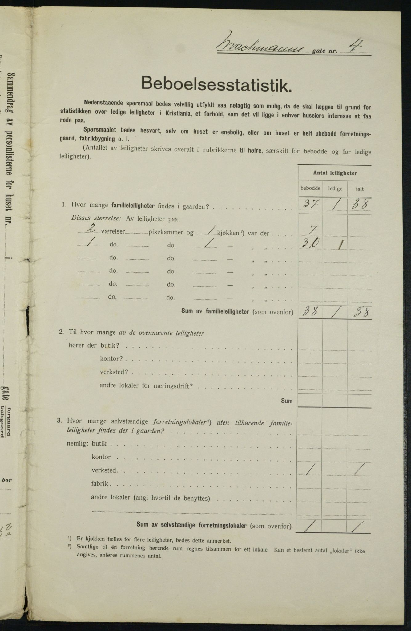 OBA, Municipal Census 1913 for Kristiania, 1913, p. 64589