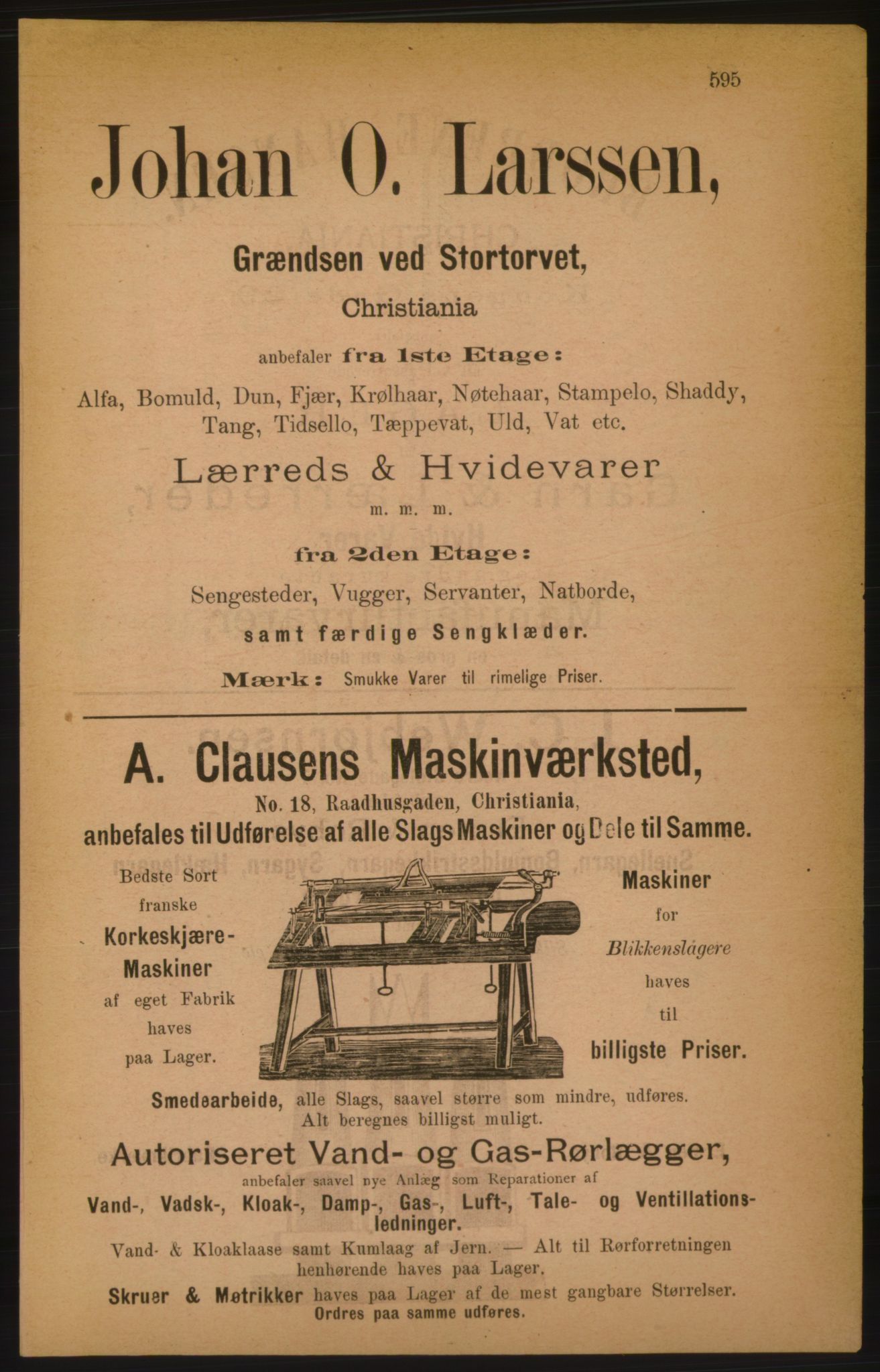 Kristiania/Oslo adressebok, PUBL/-, 1886, p. 595