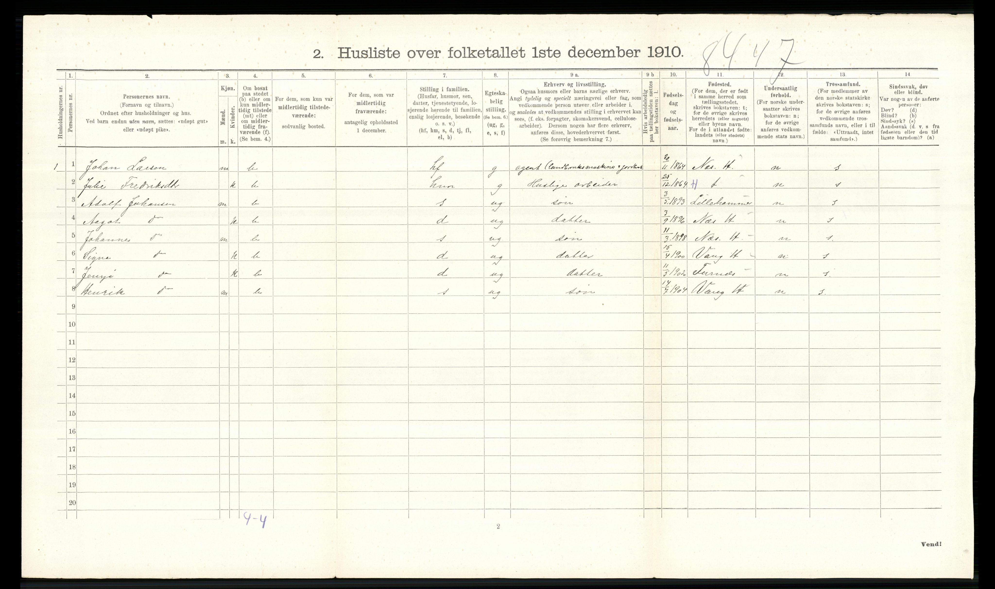 RA, 1910 census for Ringsaker, 1910, p. 2540