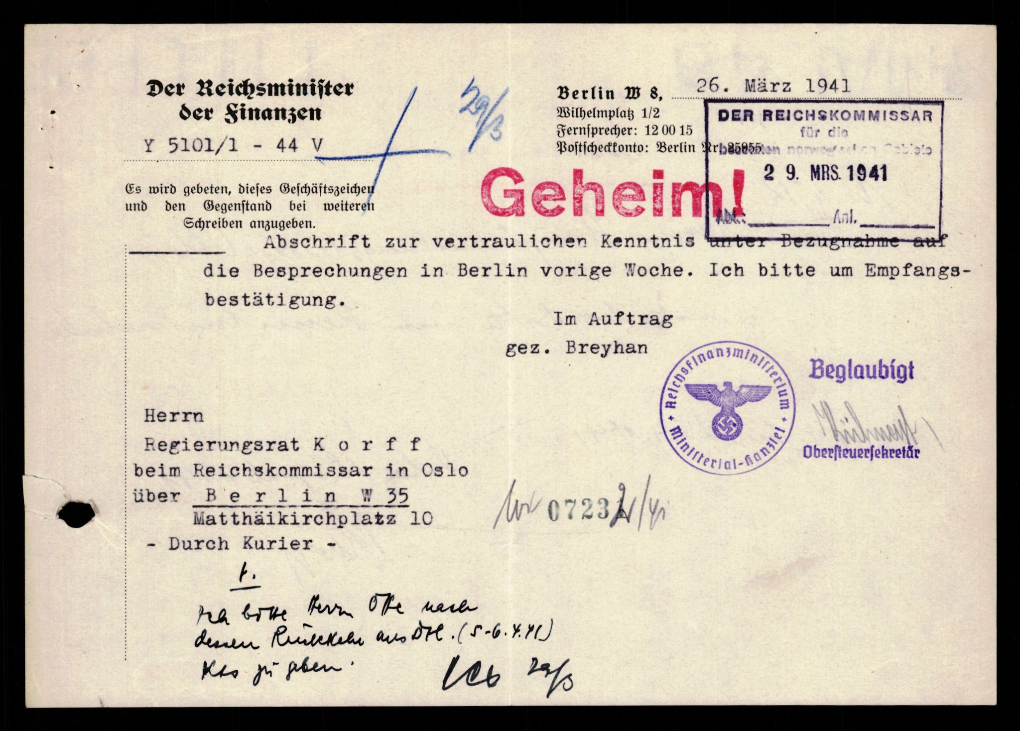 Forsvarets Overkommando. 2 kontor. Arkiv 11.4. Spredte tyske arkivsaker, AV/RA-RAFA-7031/D/Dar/Darb/L0003: Reichskommissariat - Hauptabteilung Vervaltung, 1940-1945, p. 163