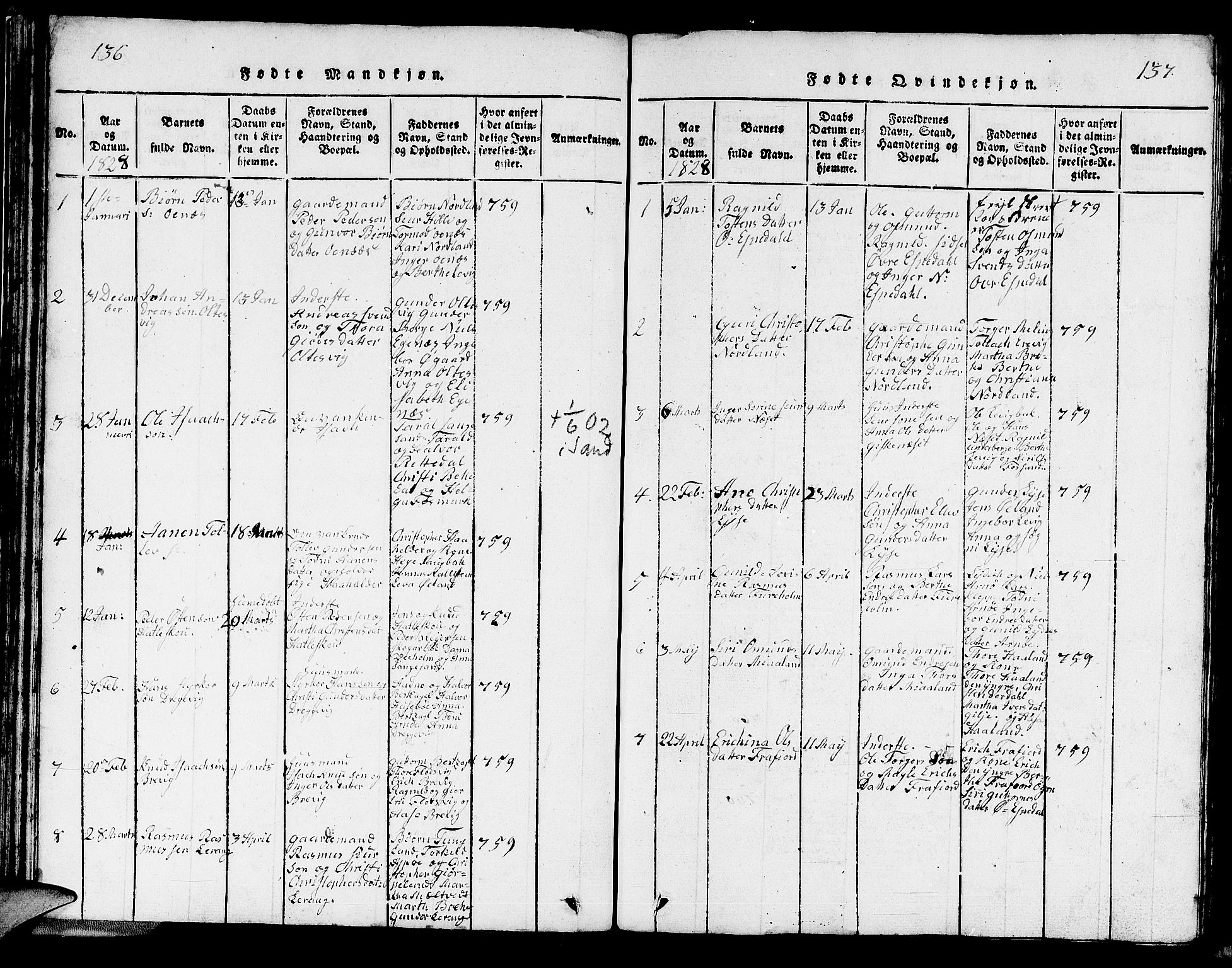 Strand sokneprestkontor, SAST/A-101828/H/Ha/Hab/L0002: Parish register (copy) no. B 2, 1816-1854, p. 136-137