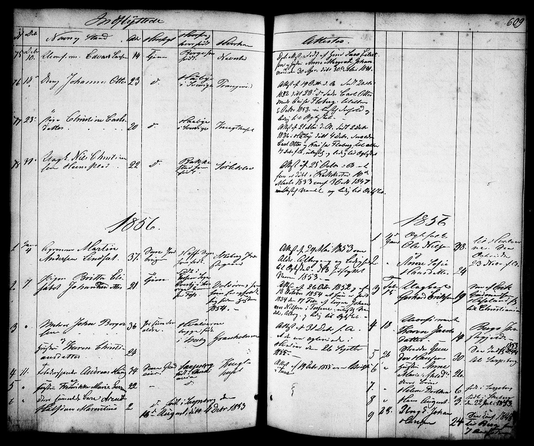Skjeberg prestekontor Kirkebøker, SAO/A-10923/F/Fa/L0006: Parish register (official) no. I 6, 1846-1858, p. 609