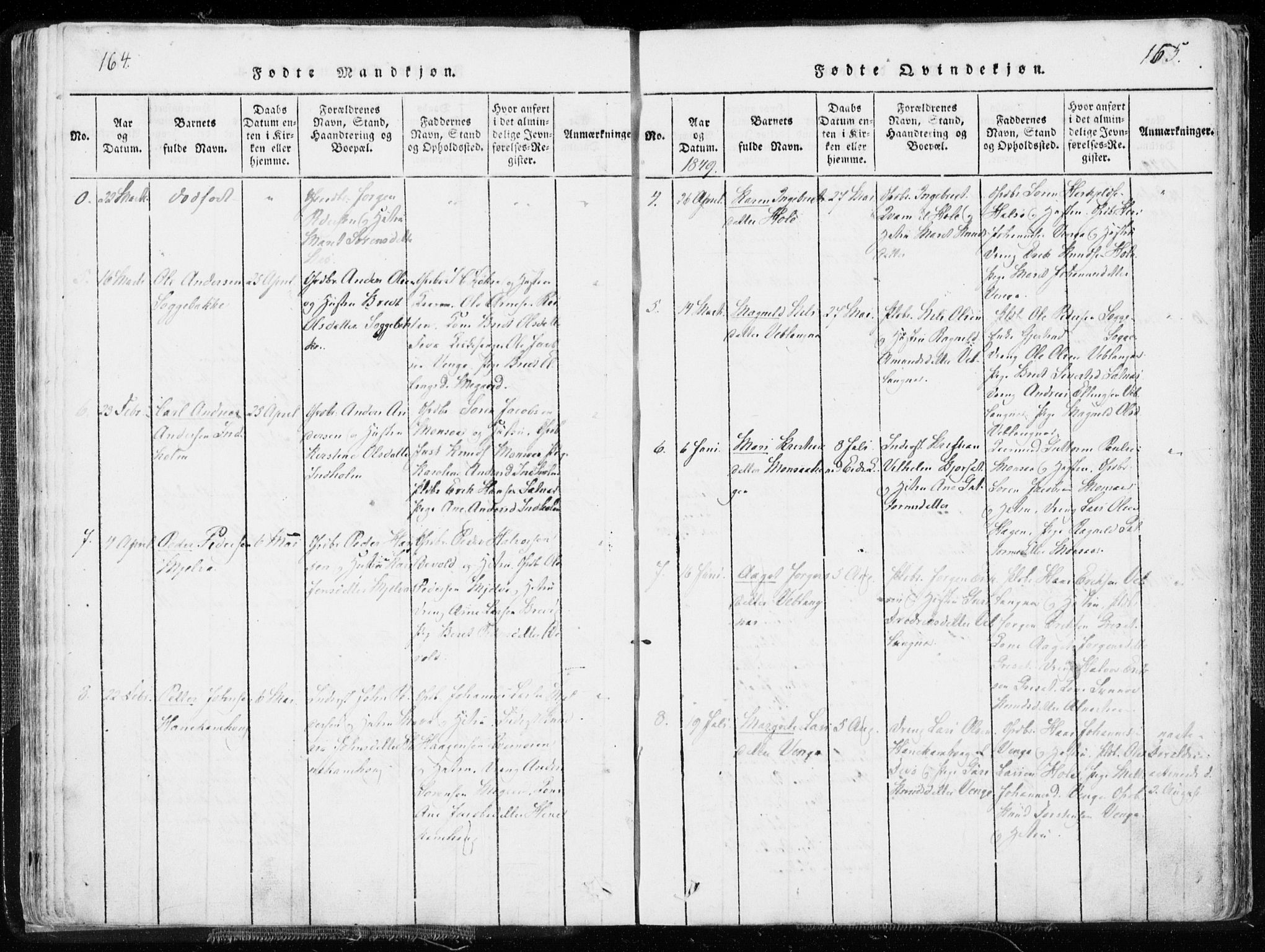 Ministerialprotokoller, klokkerbøker og fødselsregistre - Møre og Romsdal, SAT/A-1454/544/L0571: Parish register (official) no. 544A04, 1818-1853, p. 164-165