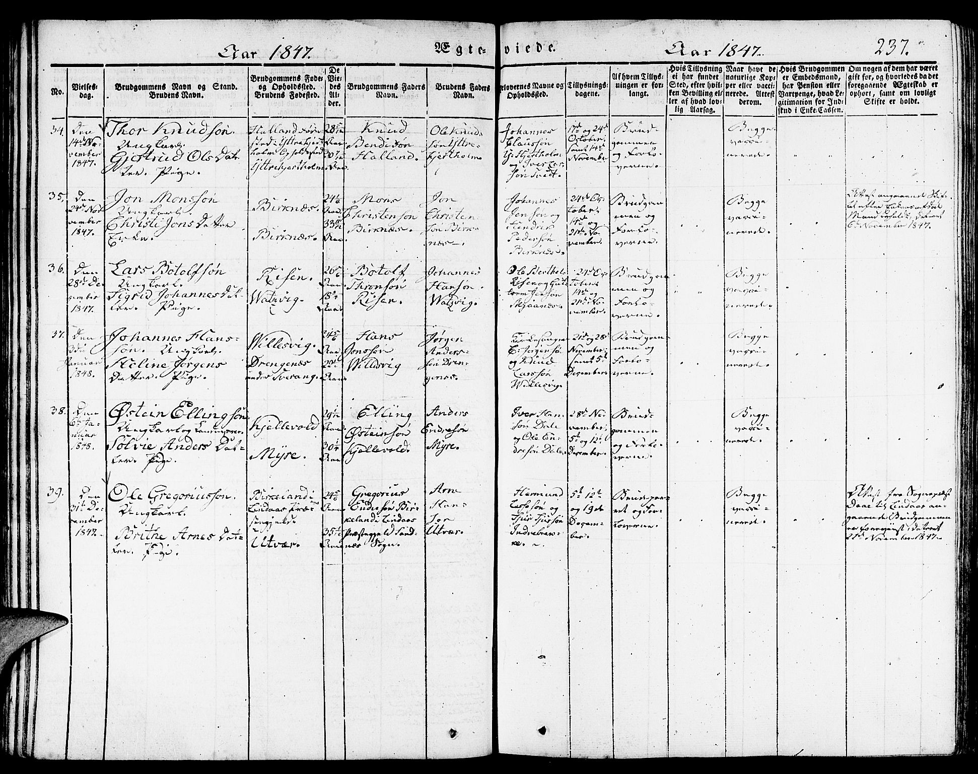 Gulen sokneprestembete, SAB/A-80201/H/Haa/Haaa/L0020: Parish register (official) no. A 20, 1837-1847, p. 237