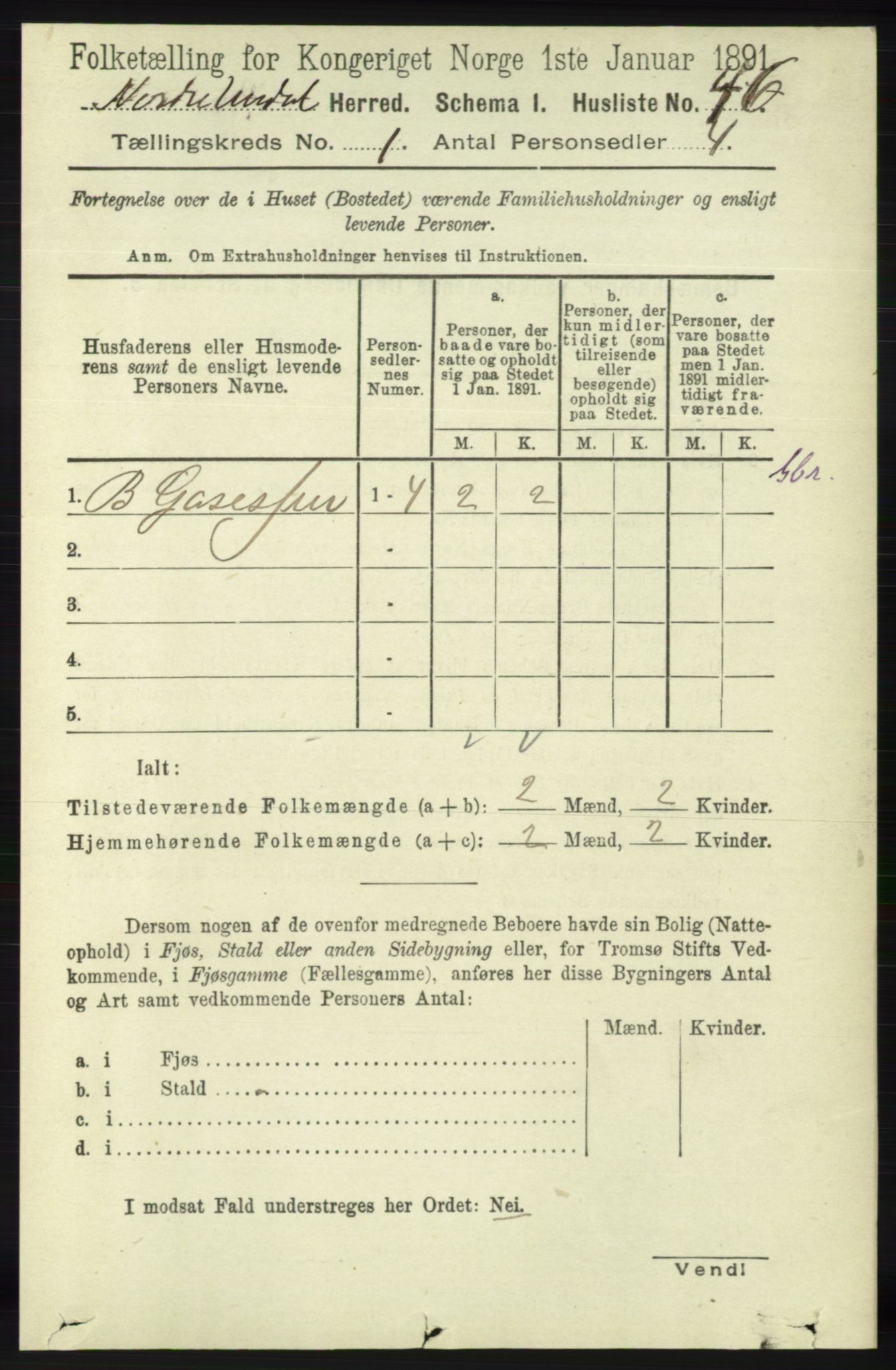 RA, 1891 census for 1028 Nord-Audnedal, 1891, p. 68