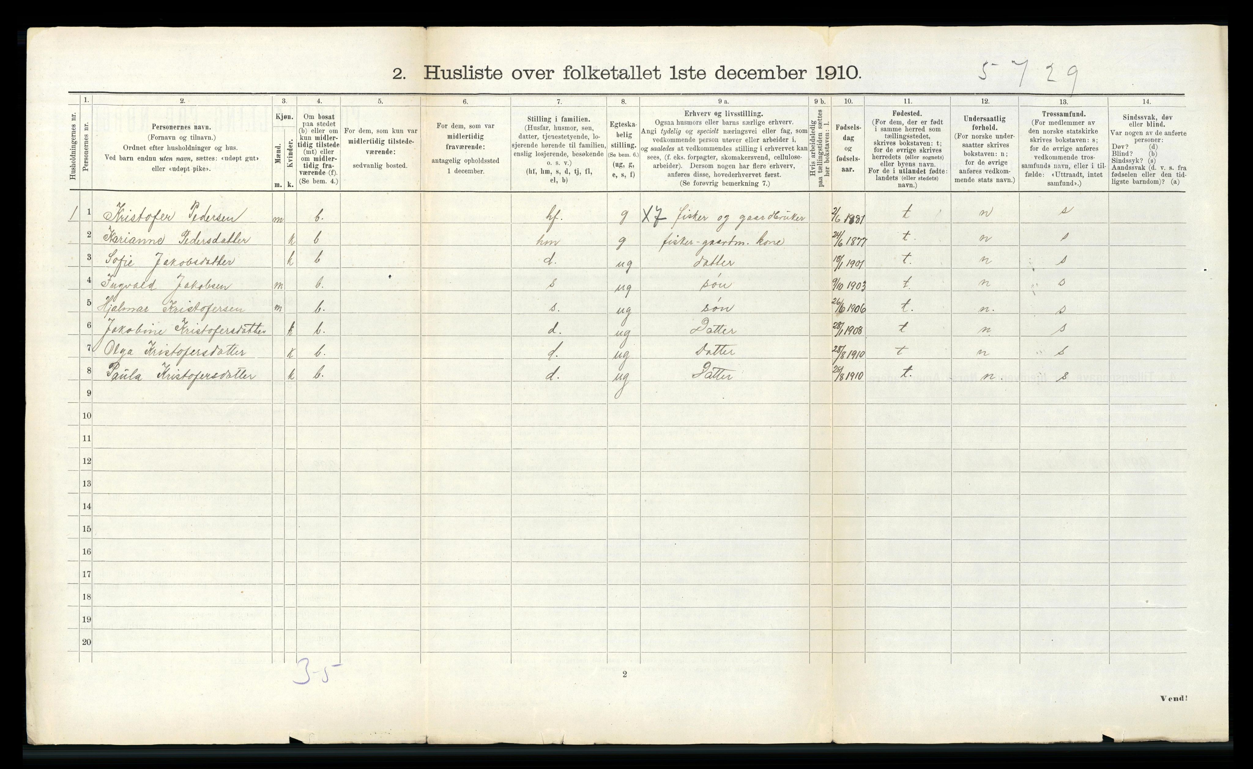 RA, 1910 census for Davik, 1910, p. 829