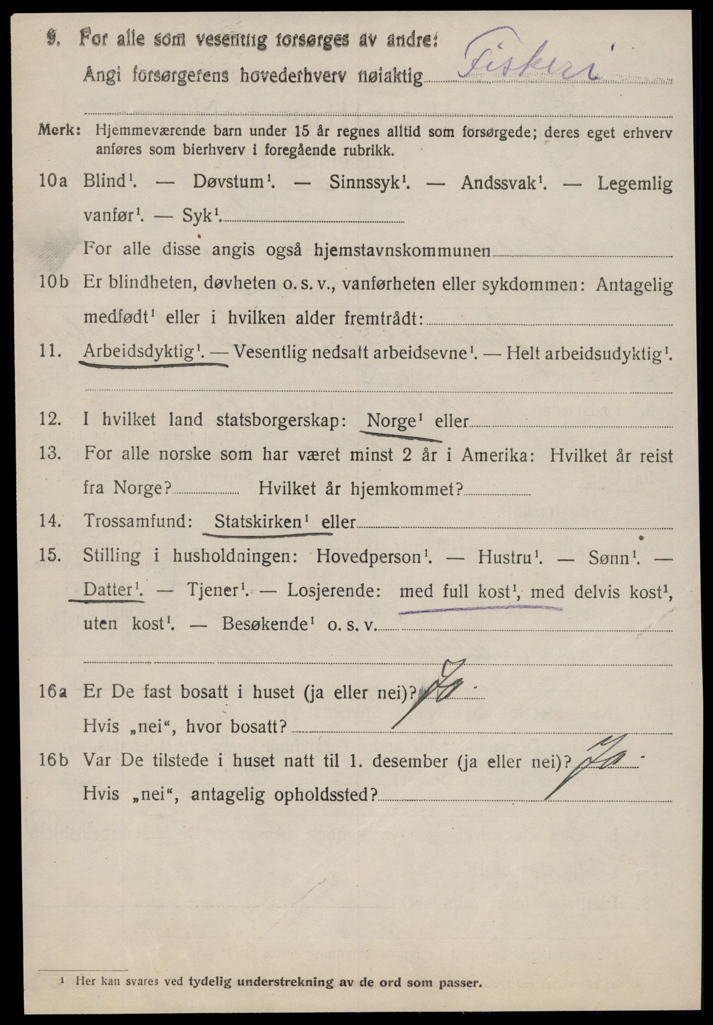 SAT, 1920 census for Hopen, 1920, p. 2347