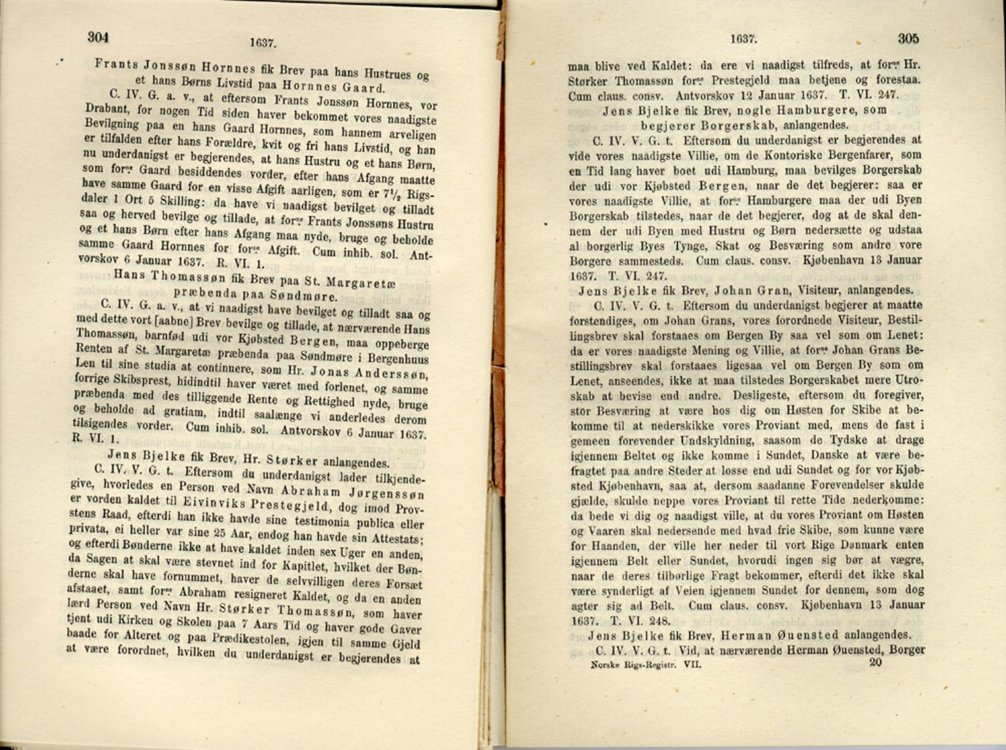 Publikasjoner utgitt av Det Norske Historiske Kildeskriftfond, PUBL/-/-/-: Norske Rigs-Registranter, bind 7, 1635-1640, p. 304-305