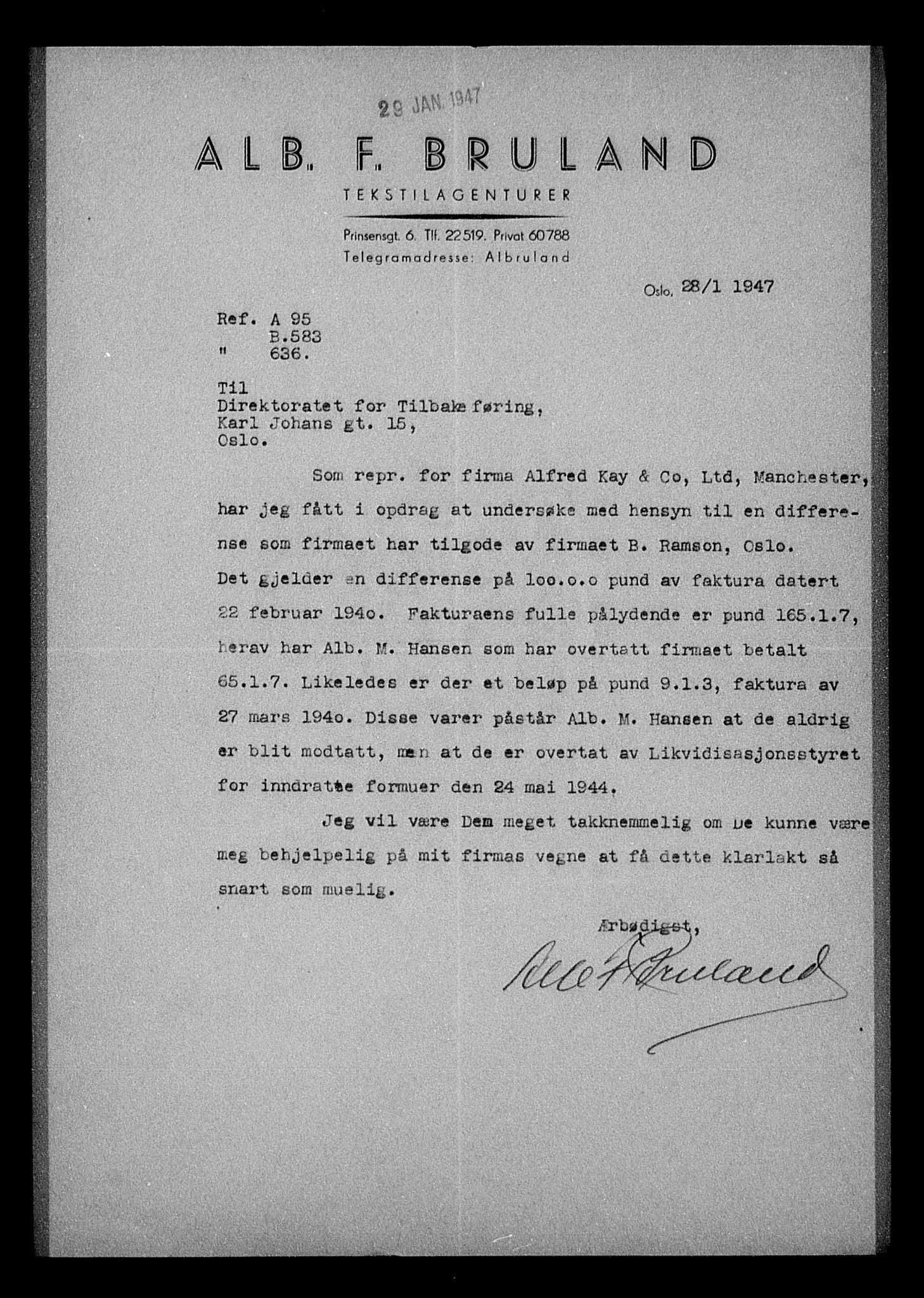 Justisdepartementet, Tilbakeføringskontoret for inndratte formuer, AV/RA-S-1564/H/Hc/Hcc/L0971: --, 1945-1947, p. 578