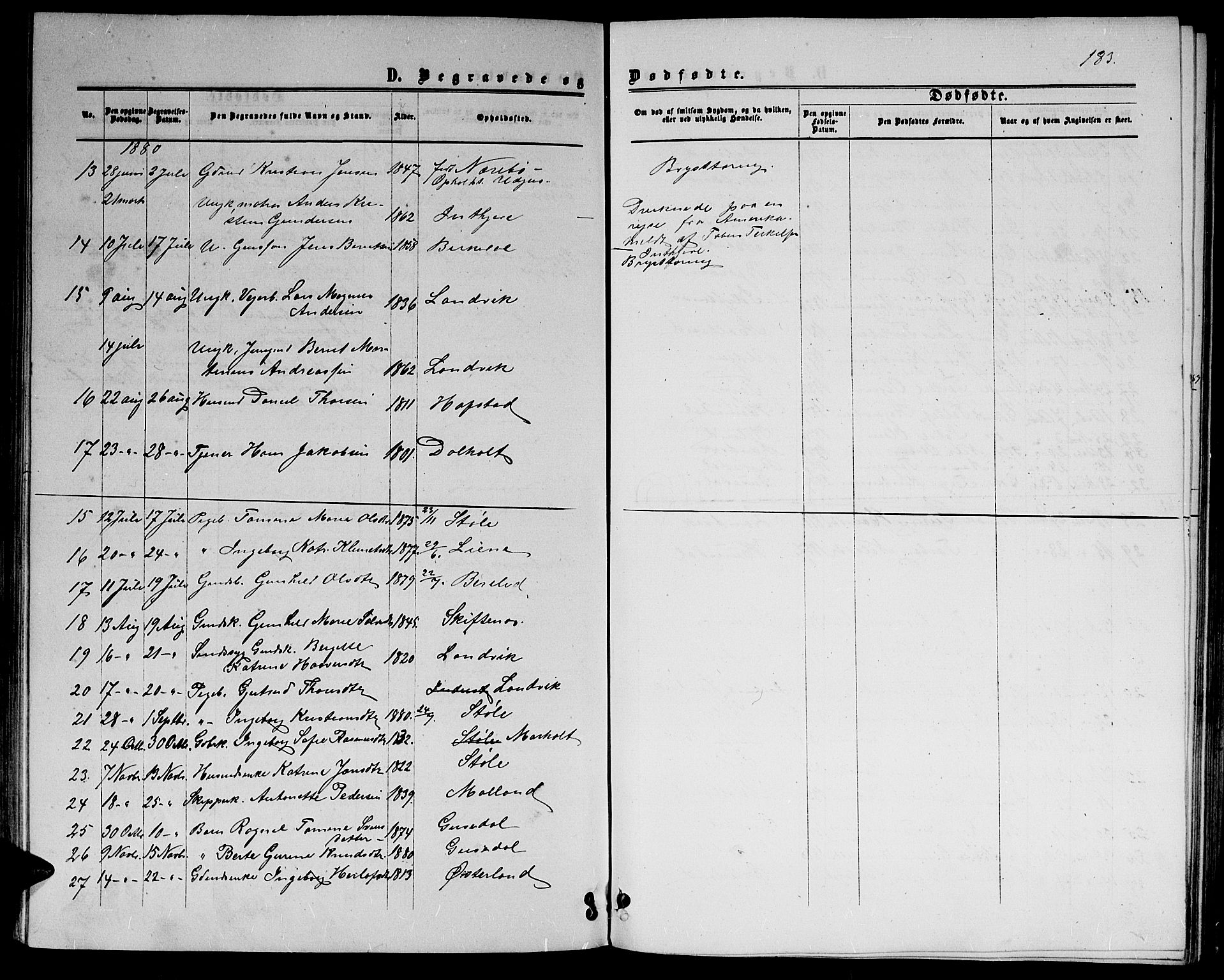 Hommedal sokneprestkontor, SAK/1111-0023/F/Fb/Fbb/L0006: Parish register (copy) no. B 6, 1869-1884, p. 183