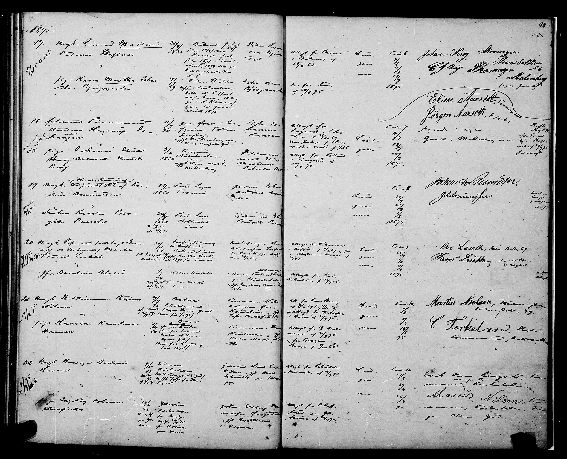 Ministerialprotokoller, klokkerbøker og fødselsregistre - Sør-Trøndelag, AV/SAT-A-1456/604/L0187: Parish register (official) no. 604A08, 1847-1878, p. 94