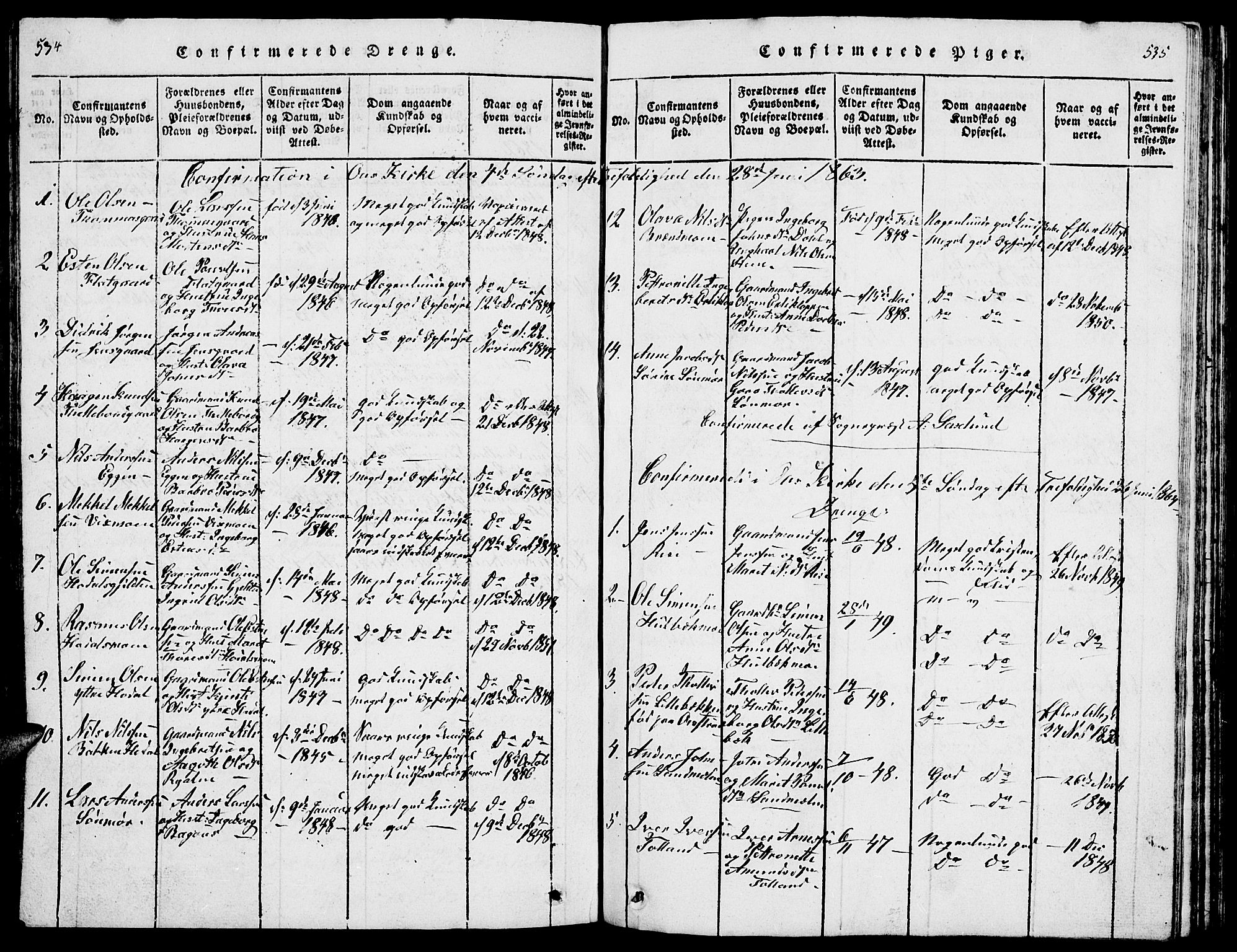 Tolga prestekontor, SAH/PREST-062/L/L0001: Parish register (copy) no. 1, 1814-1877, p. 534-535