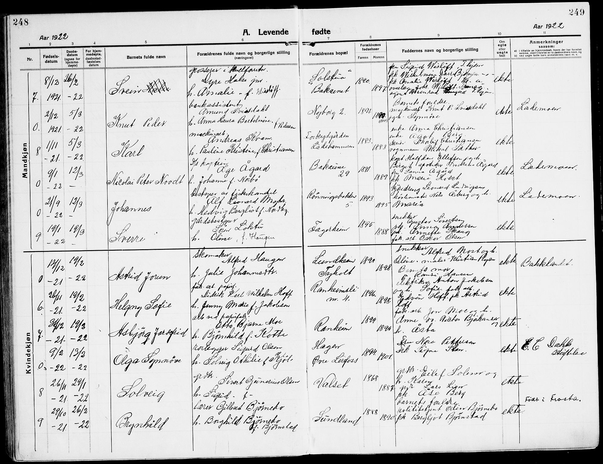 Ministerialprotokoller, klokkerbøker og fødselsregistre - Sør-Trøndelag, AV/SAT-A-1456/607/L0321: Parish register (official) no. 607A05, 1916-1935, p. 248-249