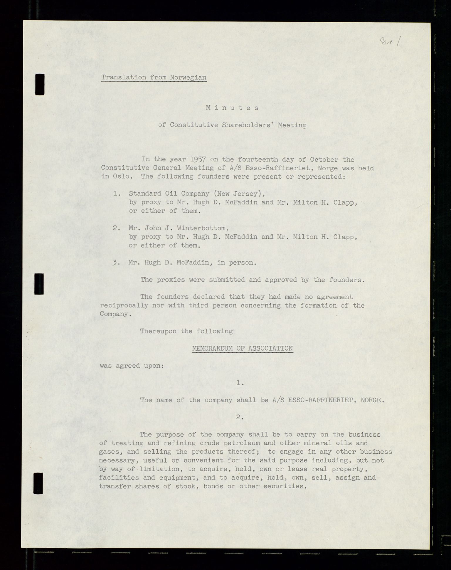 PA 1537 - A/S Essoraffineriet Norge, AV/SAST-A-101957/A/Aa/L0001/0002: Styremøter / Shareholder meetings, board meetings, by laws (vedtekter), 1957-1960, p. 86