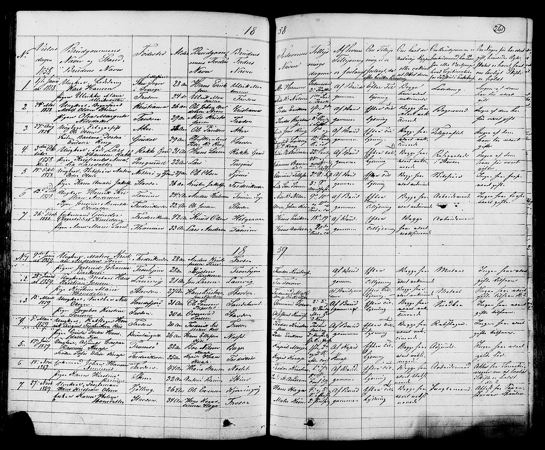 Stavern kirkebøker, AV/SAKO-A-318/G/Ga/L0002: Parish register (copy) no. 2, 1839-1909, p. 261