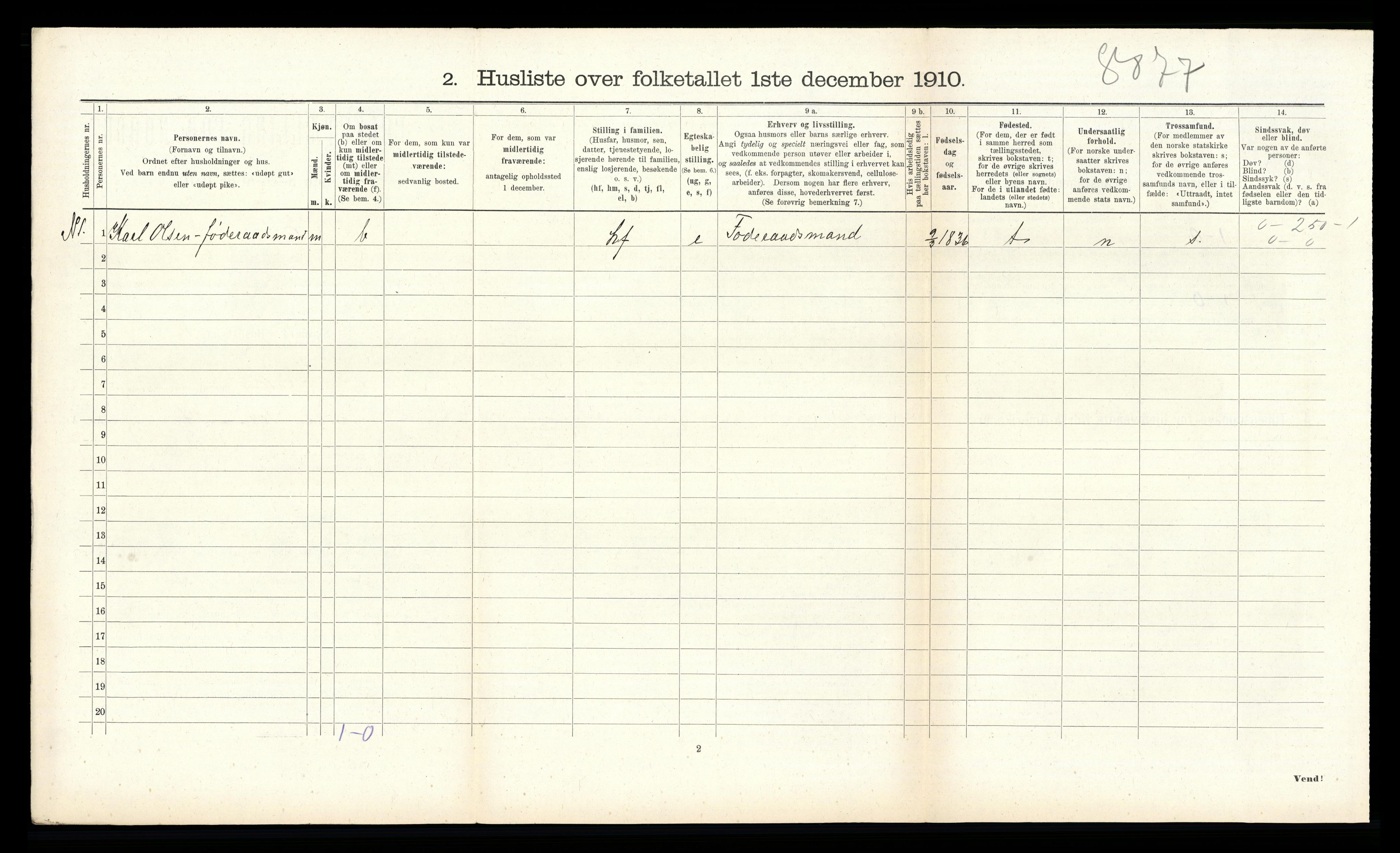 RA, 1910 census for Åsane, 1910, p. 352