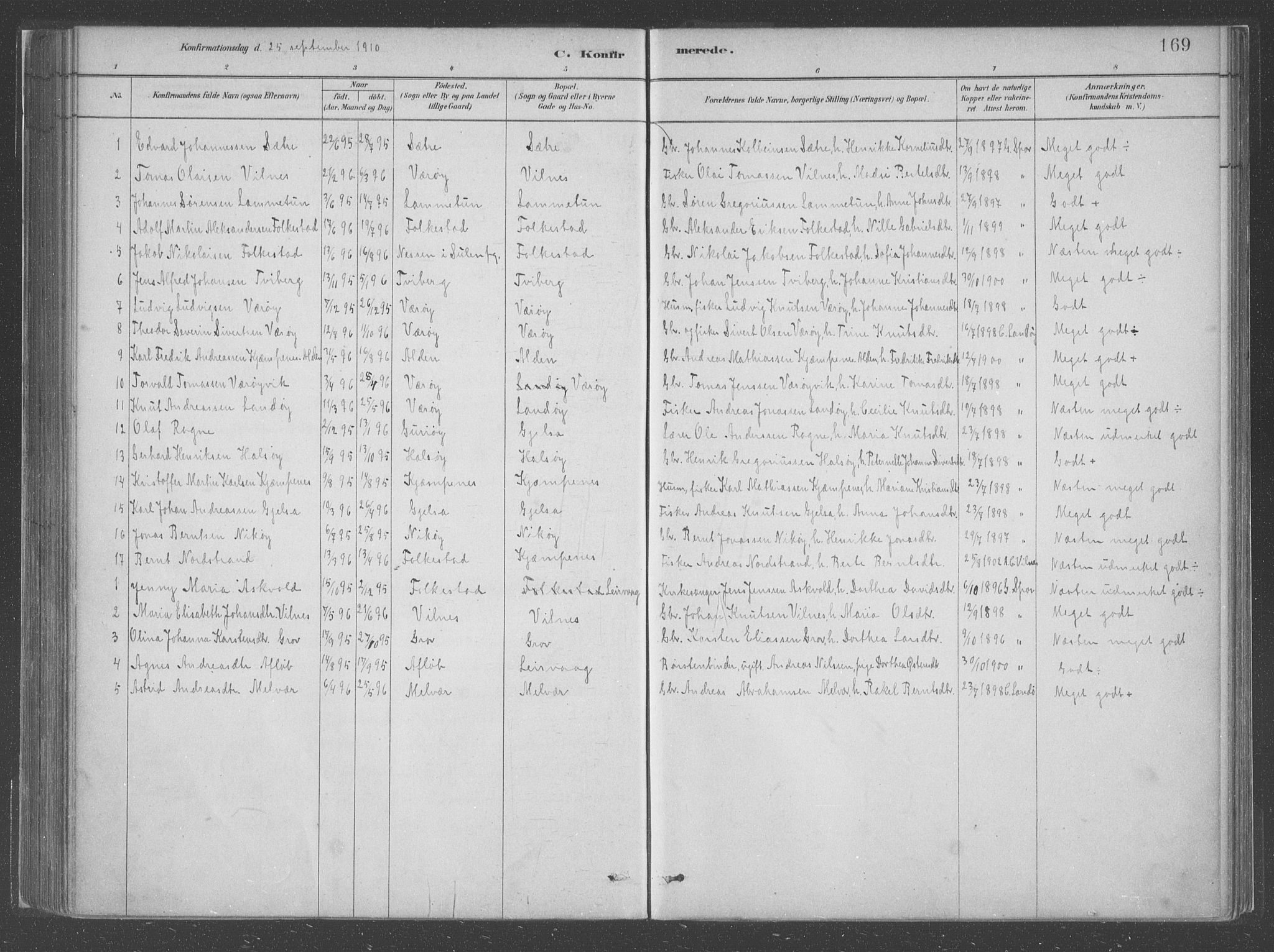 Askvoll sokneprestembete, SAB/A-79501/H/Haa/Haac/L0001: Parish register (official) no. C  1, 1879-1922, p. 169