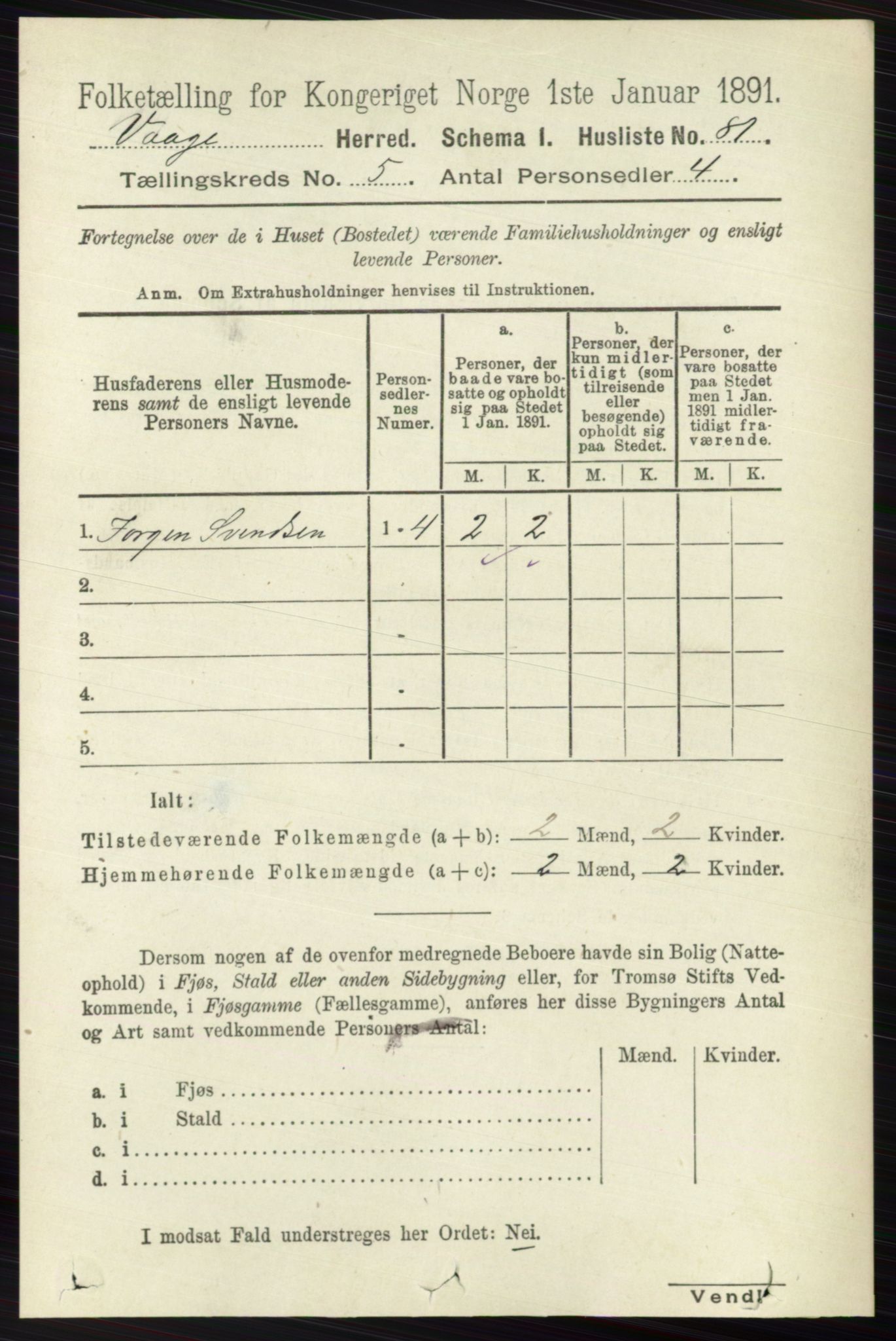 RA, 1891 census for 0515 Vågå, 1891, p. 3341