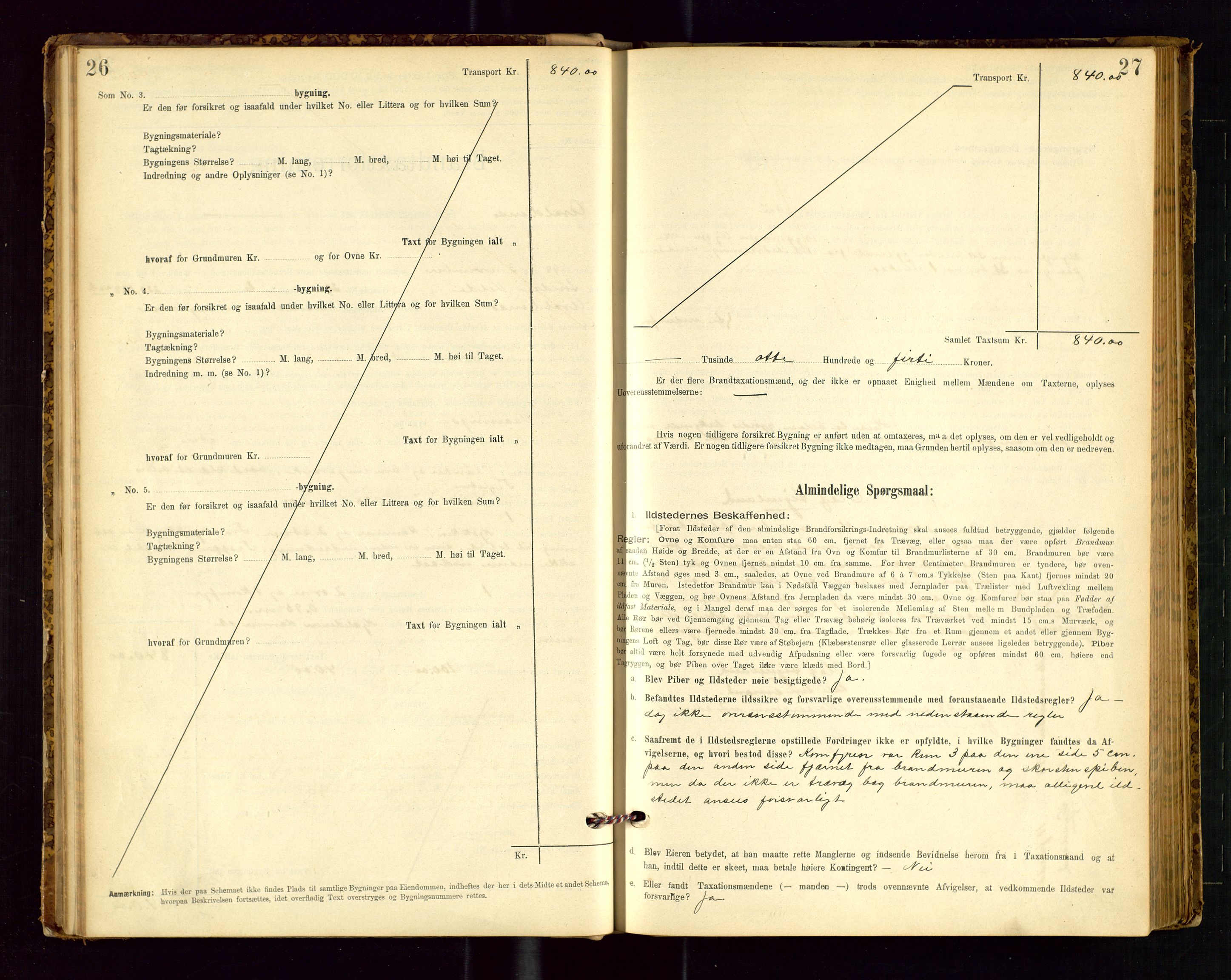 Avaldsnes lensmannskontor, AV/SAST-A-100286/Gob/L0001: "Brandtaxationsprotokol for Avaldsnes Lensmandsdistrikt Ryfylke Fogderi", 1894-1925, p. 26-27