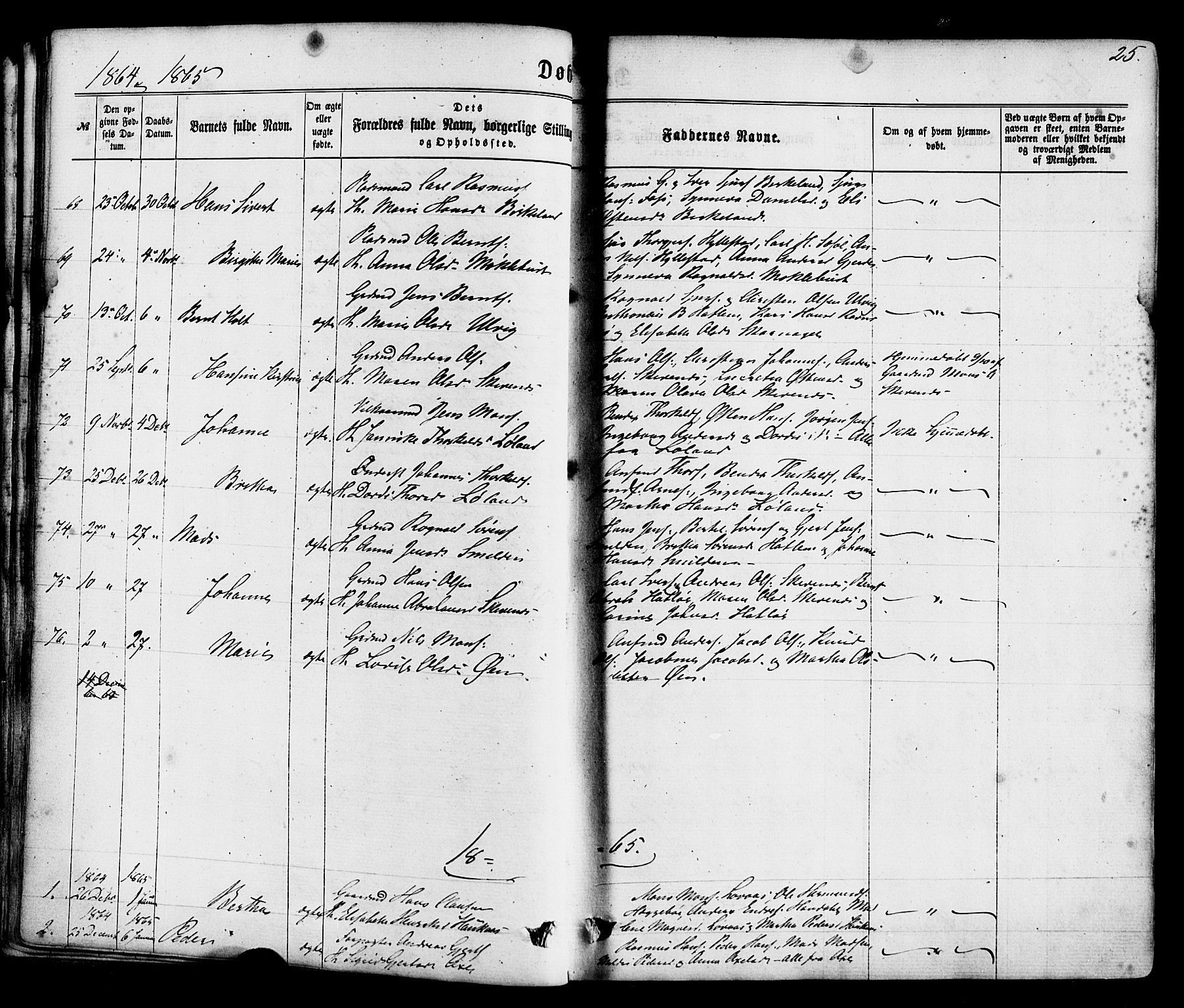 Hyllestad sokneprestembete, SAB/A-80401: Parish register (official) no. A 1, 1861-1886, p. 25