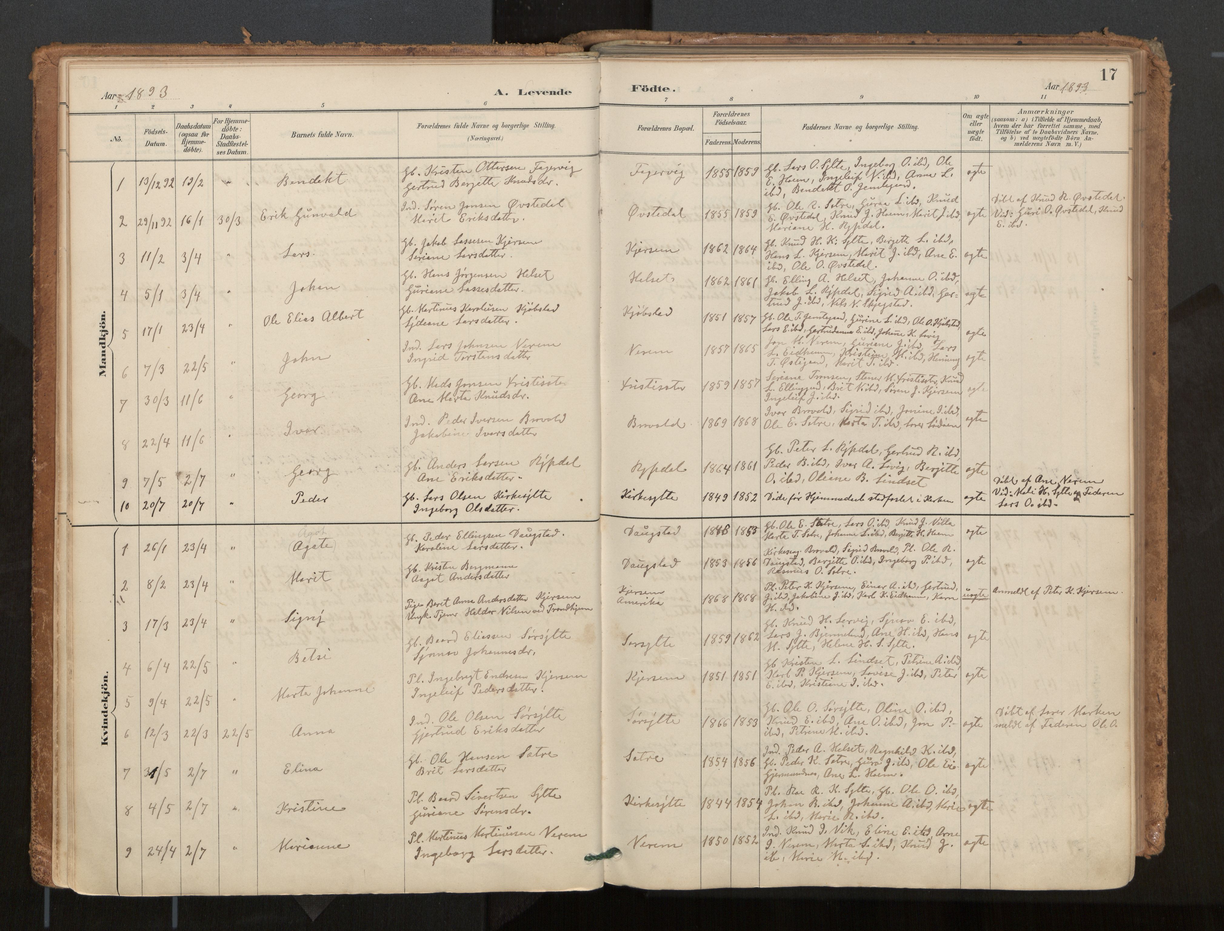 Ministerialprotokoller, klokkerbøker og fødselsregistre - Møre og Romsdal, AV/SAT-A-1454/541/L0545a: Parish register (official) no. 541A03, 1887-1912, p. 17