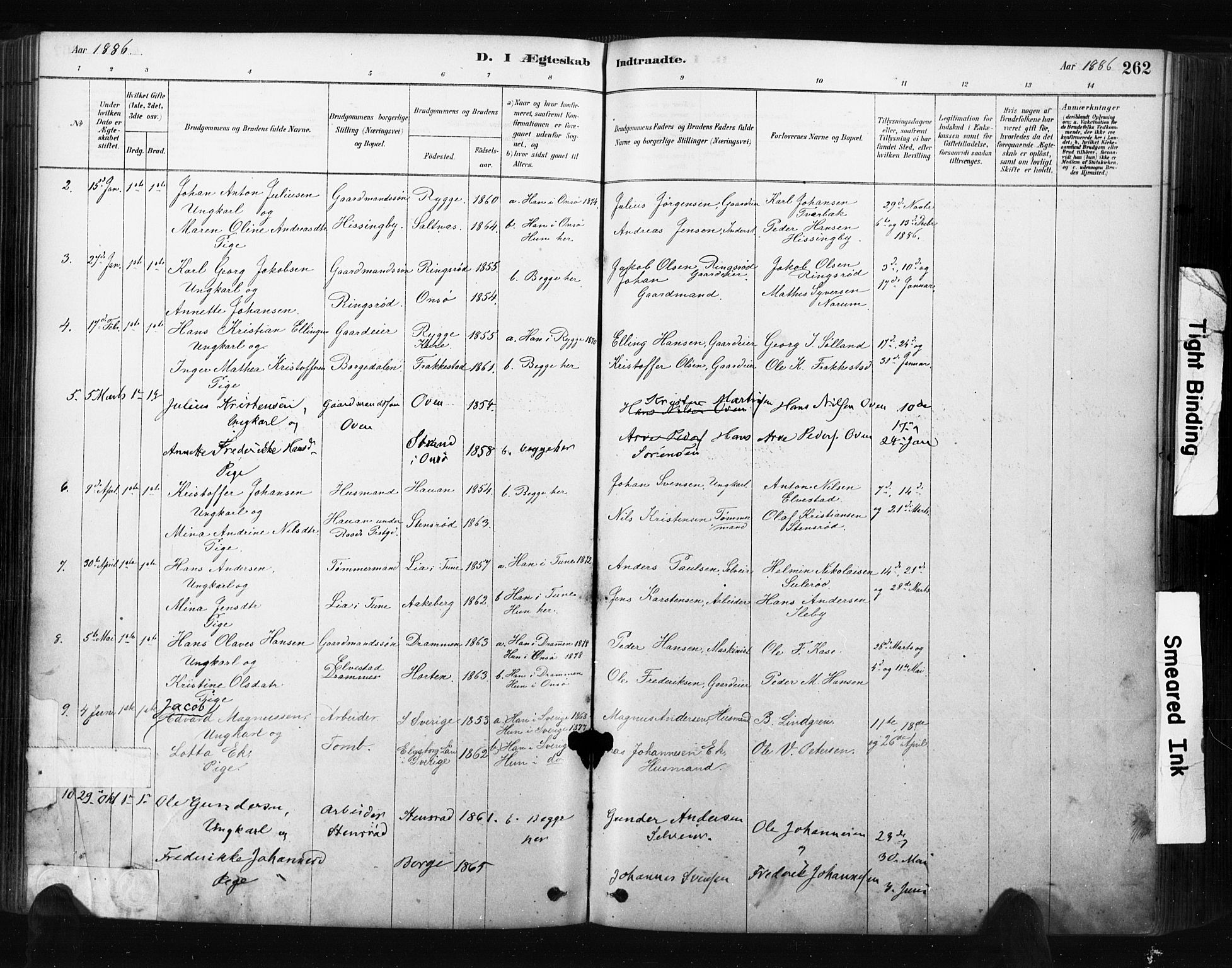 Råde prestekontor kirkebøker, AV/SAO-A-2009/F/Fa/L0007: Parish register (official) no. 7, 1878-1902, p. 262