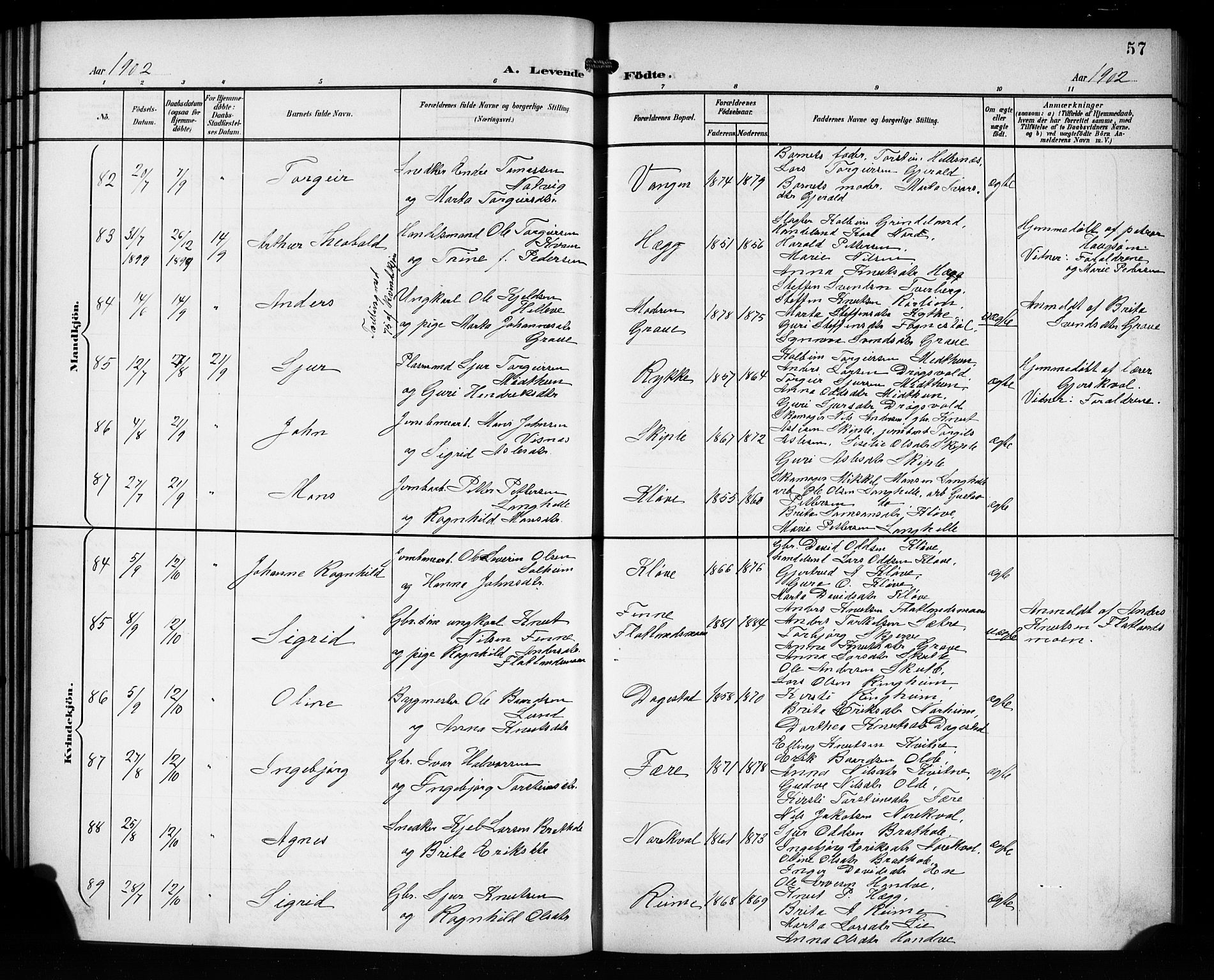 Voss sokneprestembete, AV/SAB-A-79001/H/Hab: Parish register (copy) no. C 2, 1900-1909, p. 57