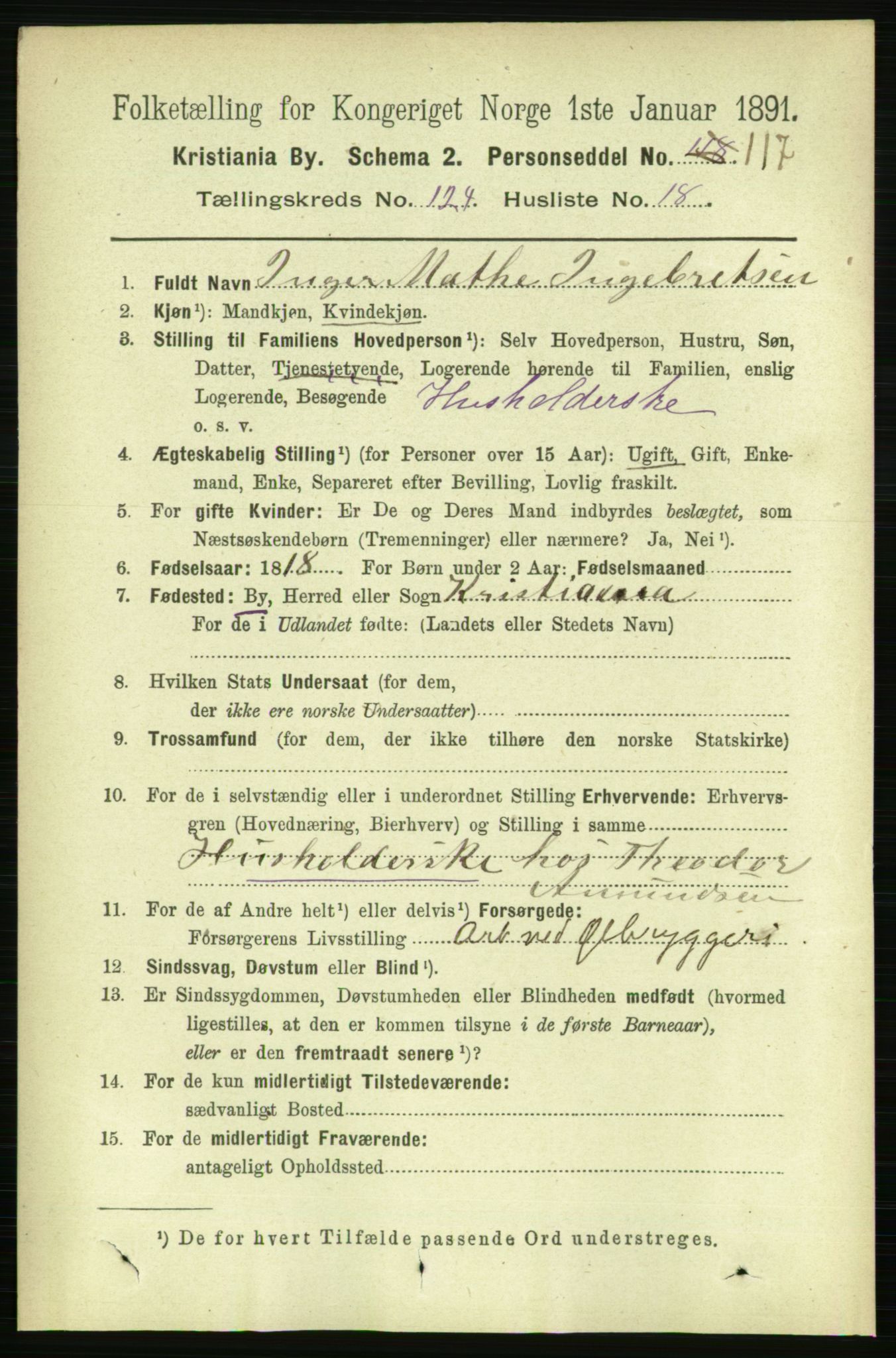 RA, 1891 census for 0301 Kristiania, 1891, p. 65698