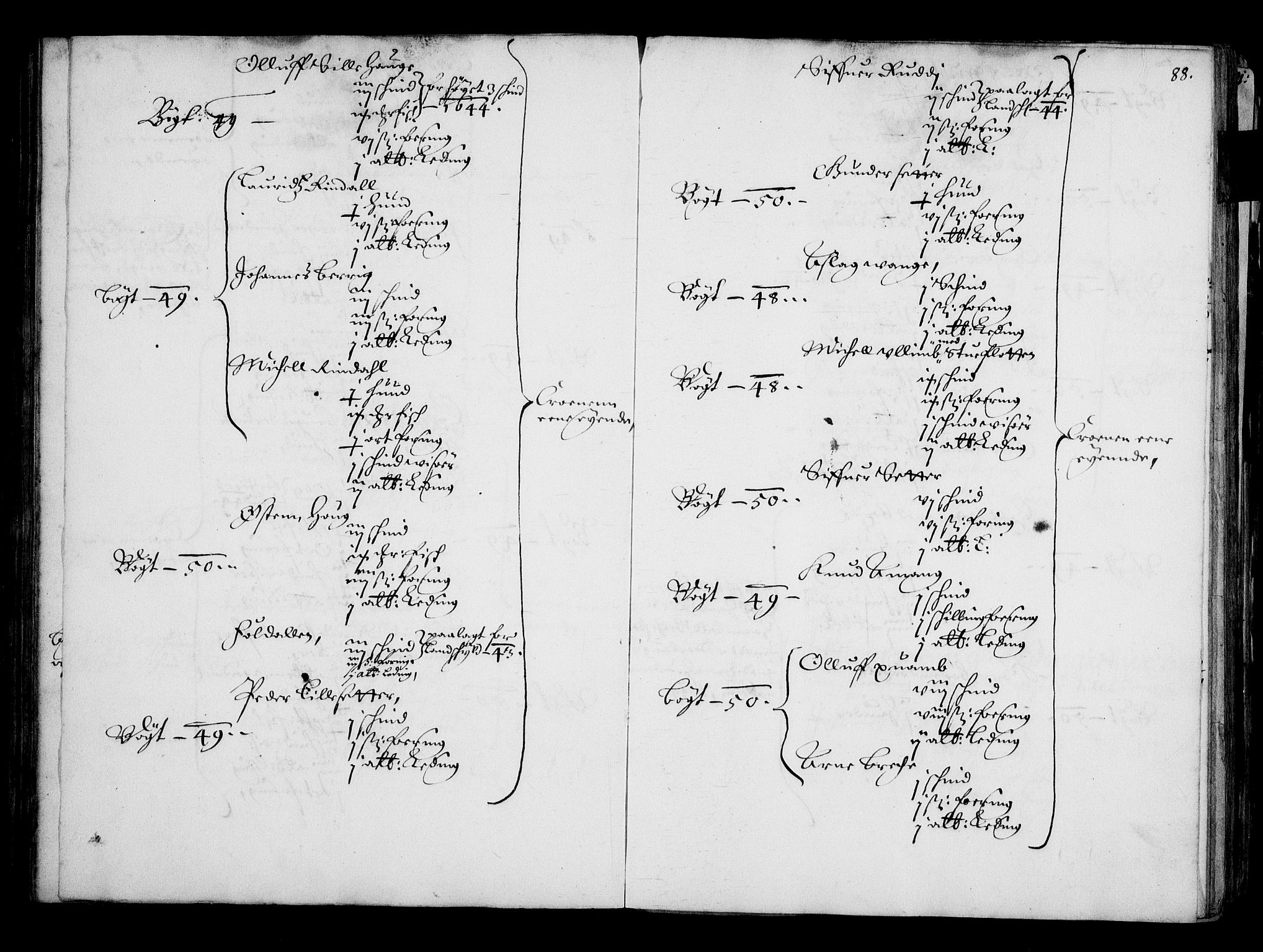 Rentekammeret inntil 1814, Realistisk ordnet avdeling, AV/RA-EA-4070/N/Na/L0001: [XI f]: Akershus stifts jordebok, 1652, p. 87b-88a