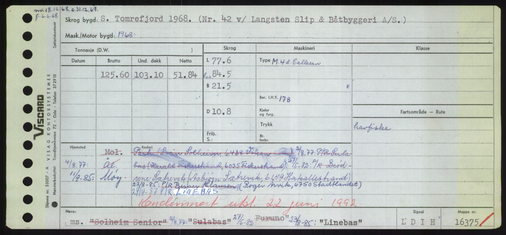 Sjøfartsdirektoratet med forløpere, Skipsmålingen, RA/S-1627/H/Hd/L0023: Fartøy, Lia-Løv, p. 163