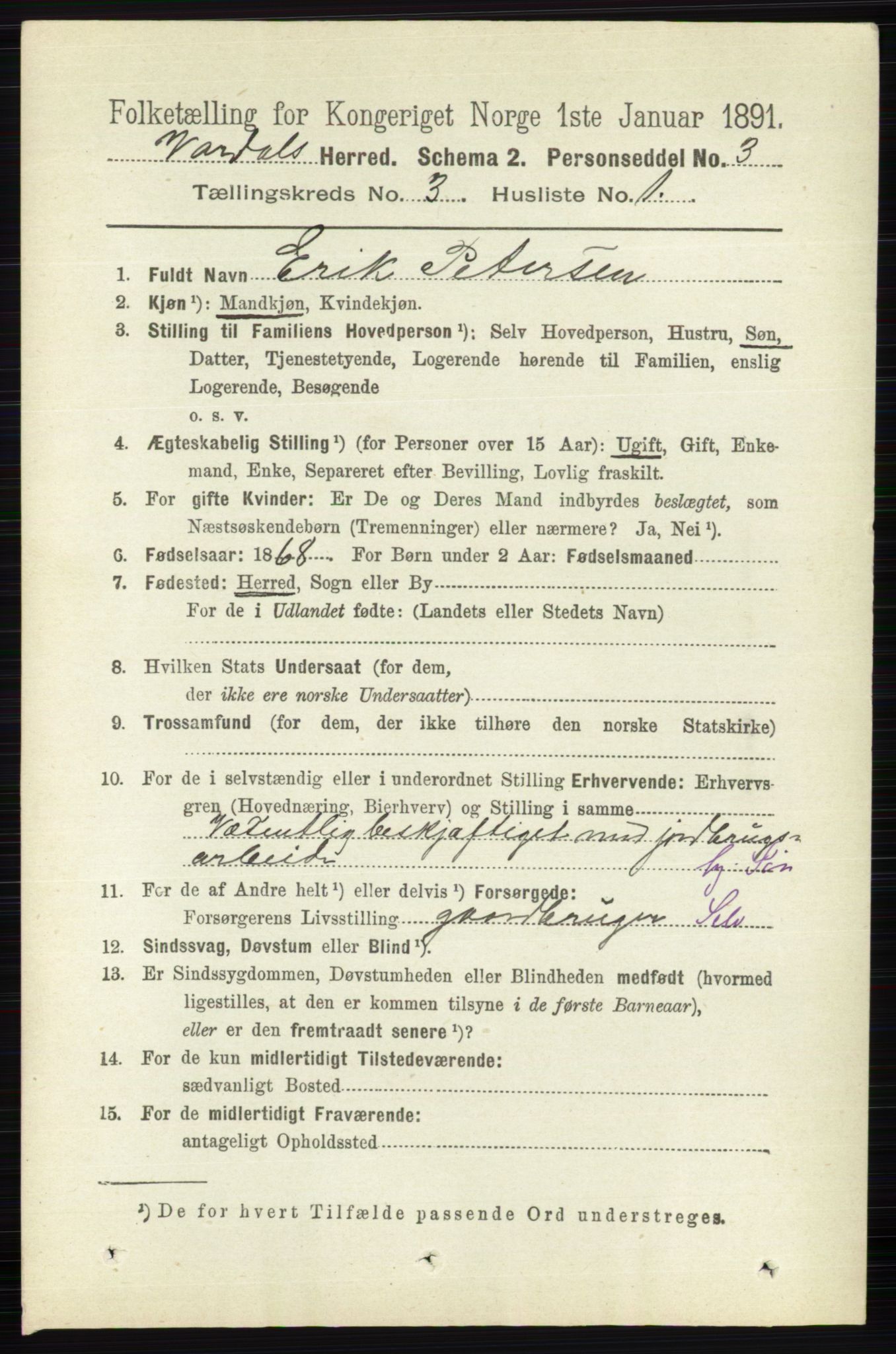 RA, 1891 census for 0527 Vardal, 1891, p. 980