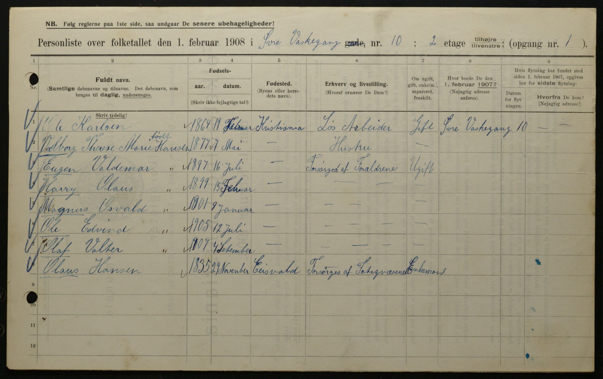 OBA, Municipal Census 1908 for Kristiania, 1908, p. 116793