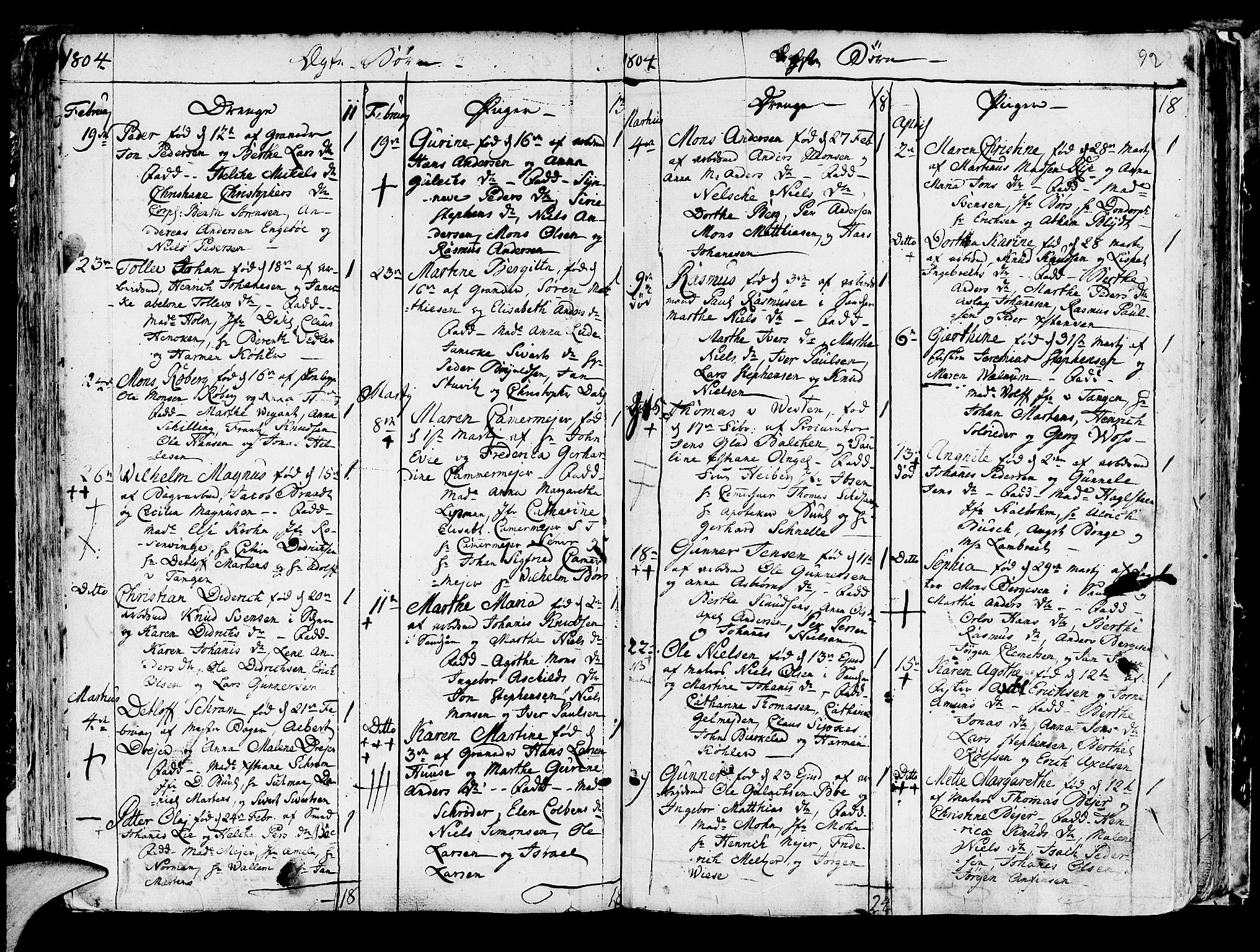 Korskirken sokneprestembete, AV/SAB-A-76101/H/Haa/L0006: Parish register (official) no. A 6, 1790-1820, p. 92