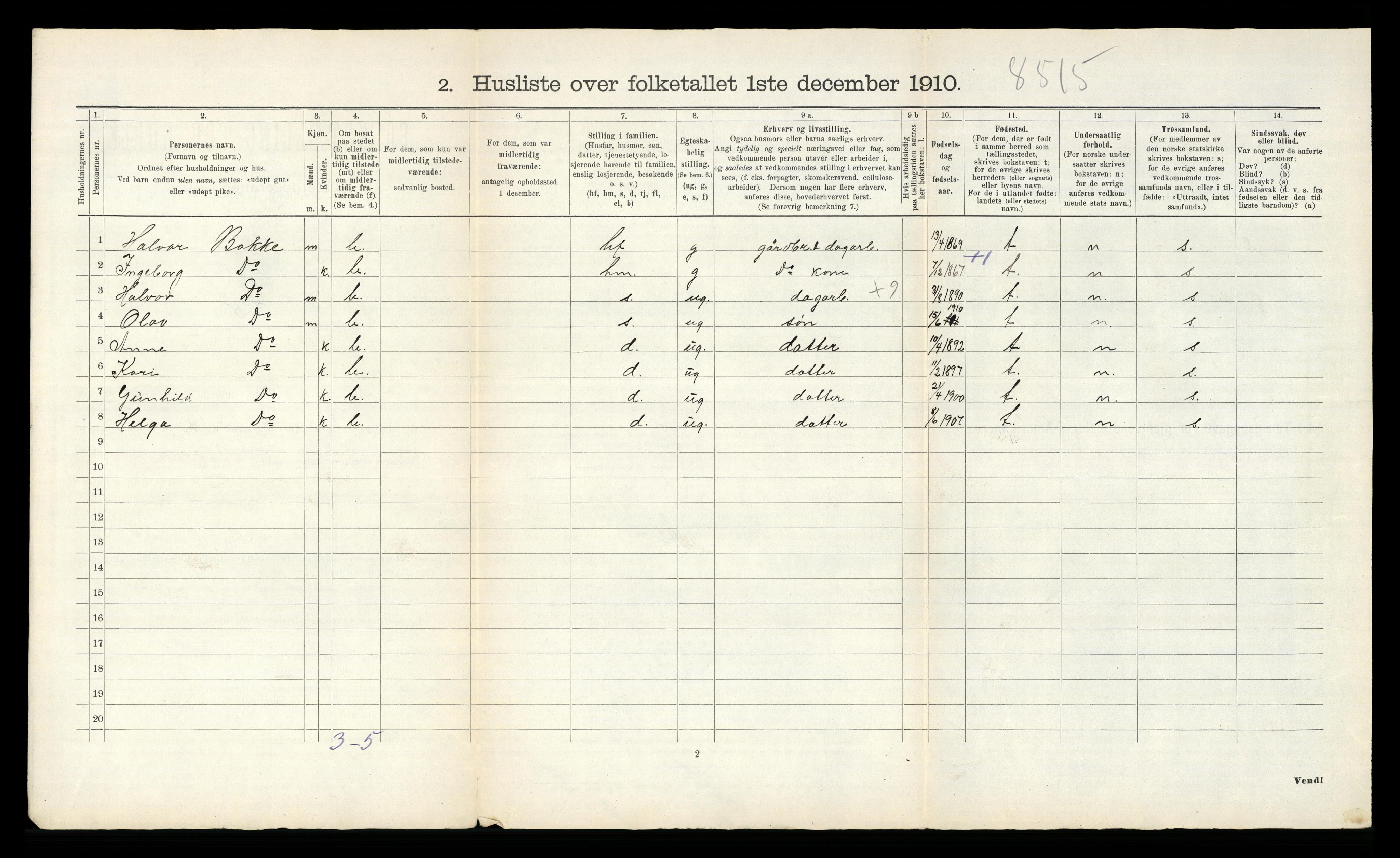 RA, 1910 census for Bø, 1910, p. 48