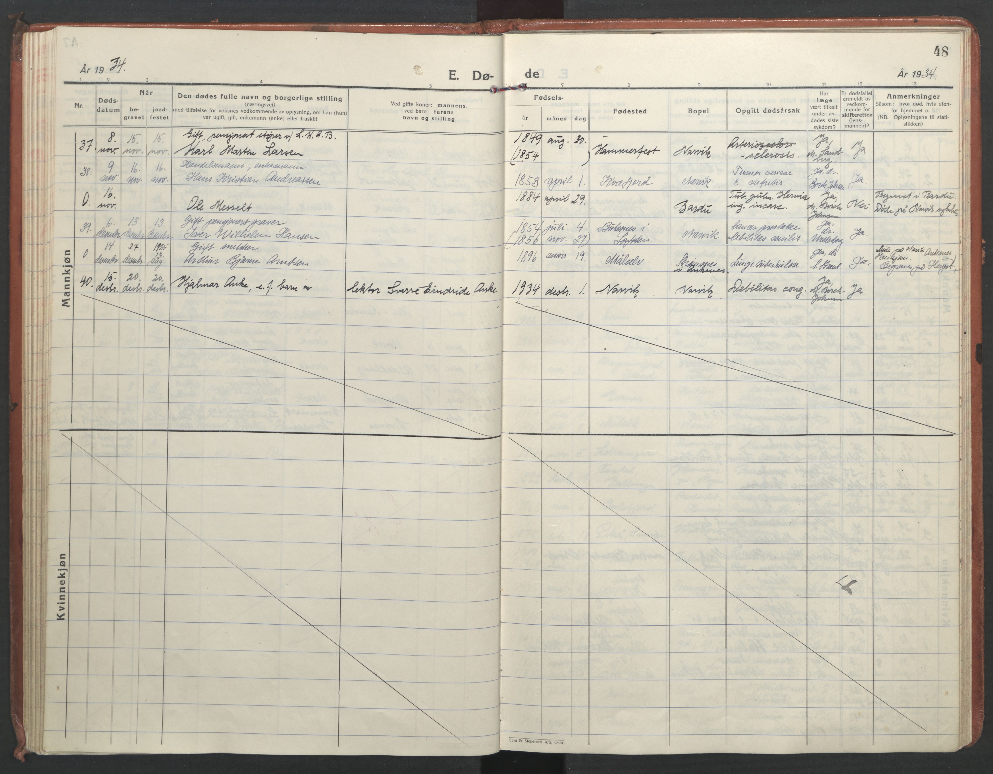 Ministerialprotokoller, klokkerbøker og fødselsregistre - Nordland, SAT/A-1459/871/L1005: Parish register (official) no. 871A21, 1926-1940, p. 48