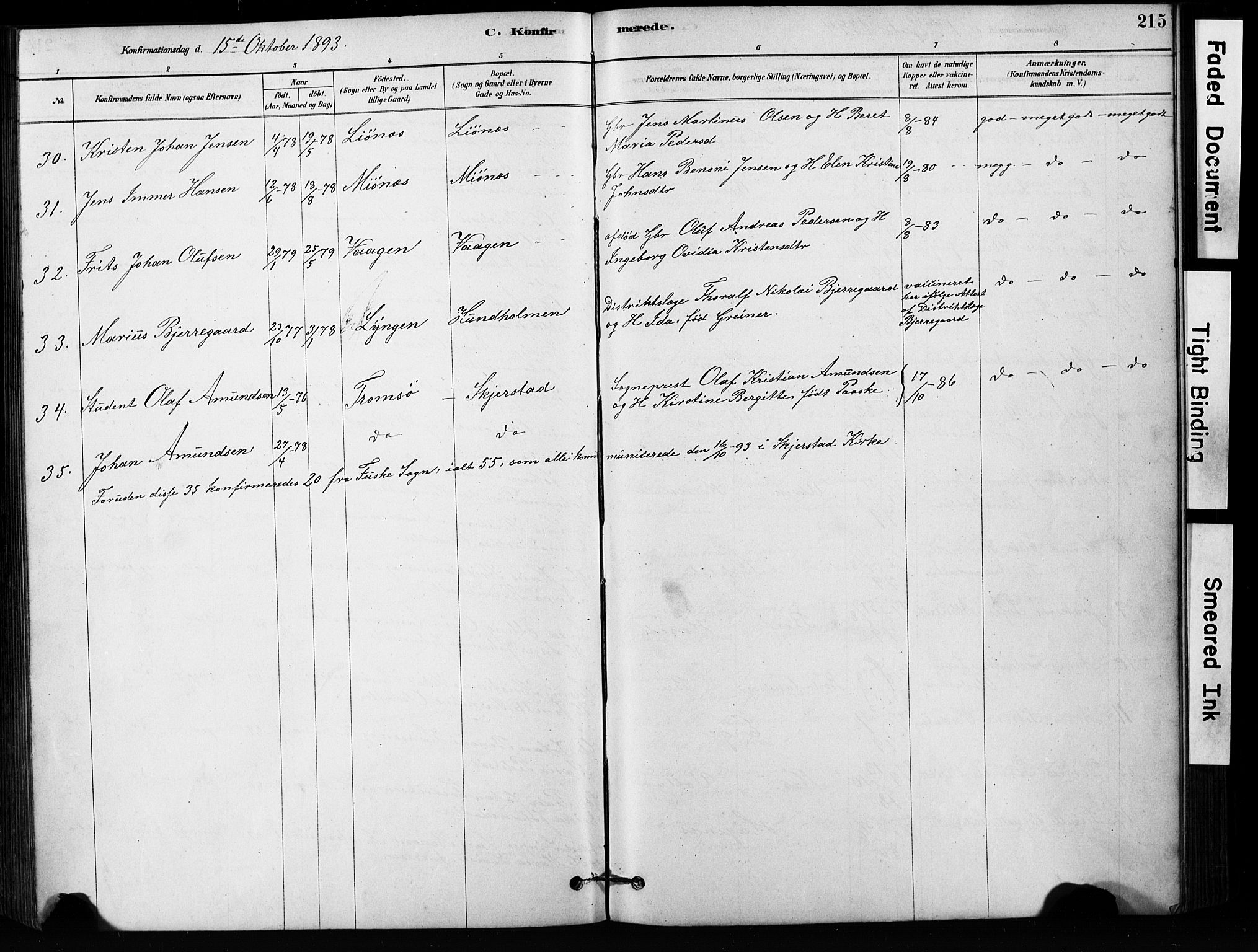 Ministerialprotokoller, klokkerbøker og fødselsregistre - Nordland, AV/SAT-A-1459/852/L0754: Parish register (copy) no. 852C05, 1878-1894, p. 215