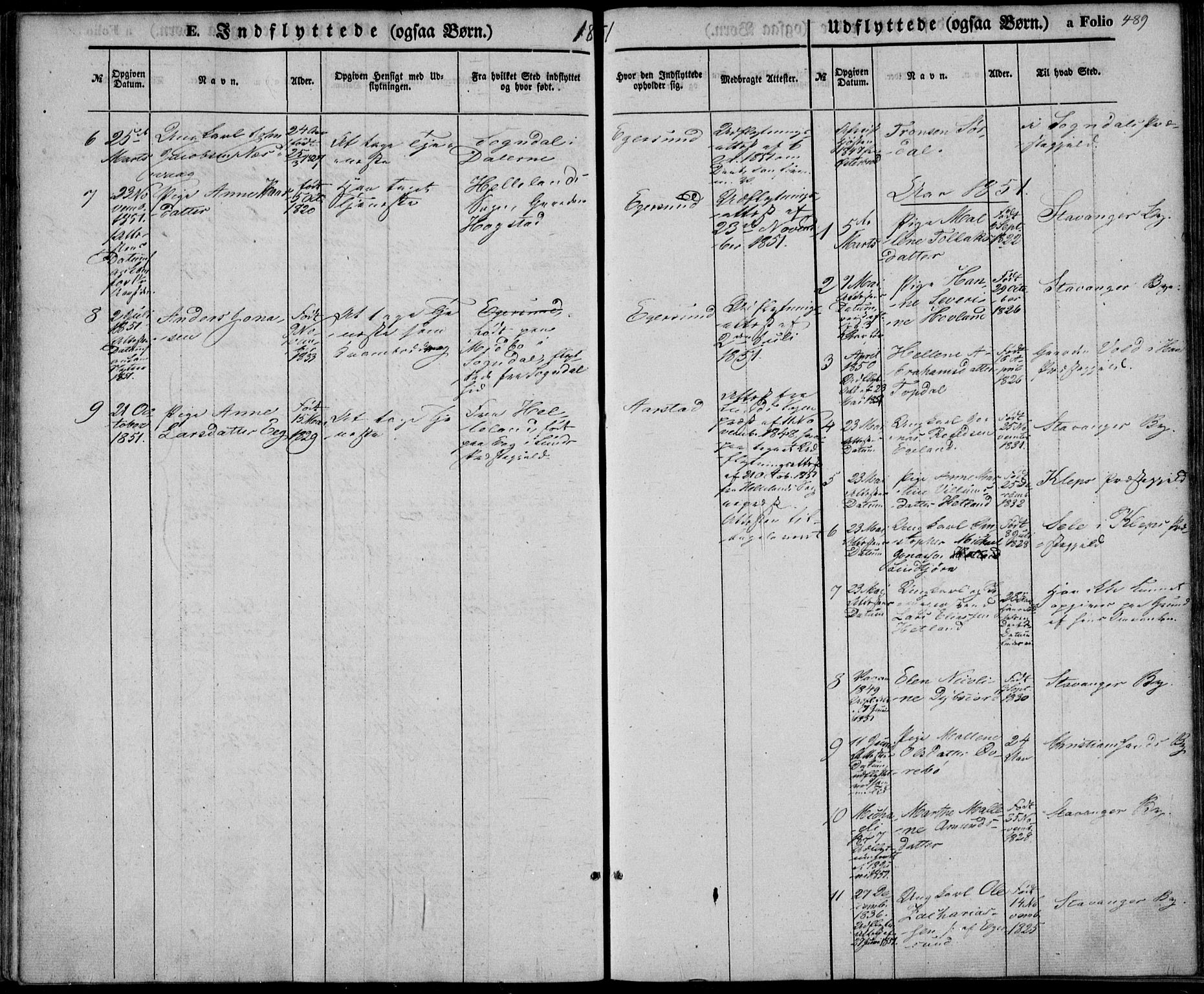 Eigersund sokneprestkontor, AV/SAST-A-101807/001/30/30BA/L0013: Parish register (official) no. A 12.2, 1850-1865, p. 489