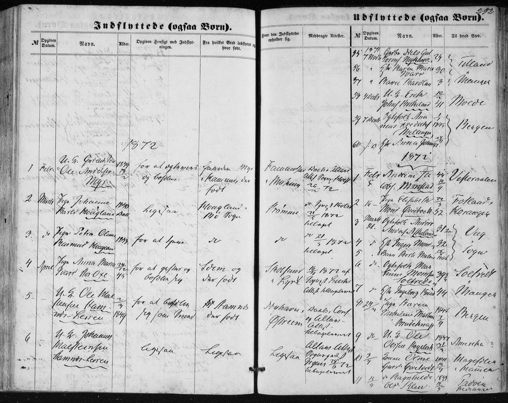 Lindås Sokneprestembete, SAB/A-76701/H/Haa: Parish register (official) no. A 16, 1863-1875, p. 292